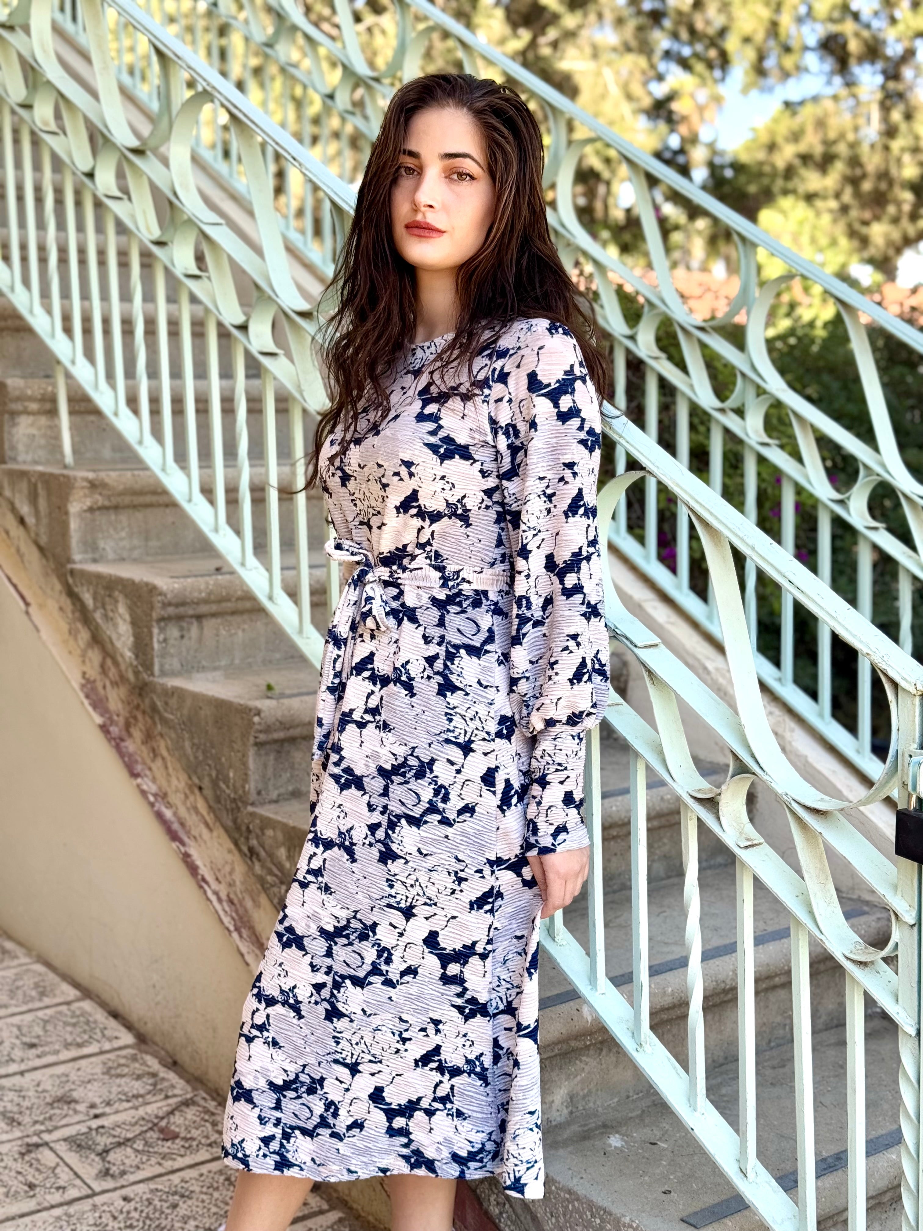 שמלת מיאל קטיפה פרחונית (7767564714160)