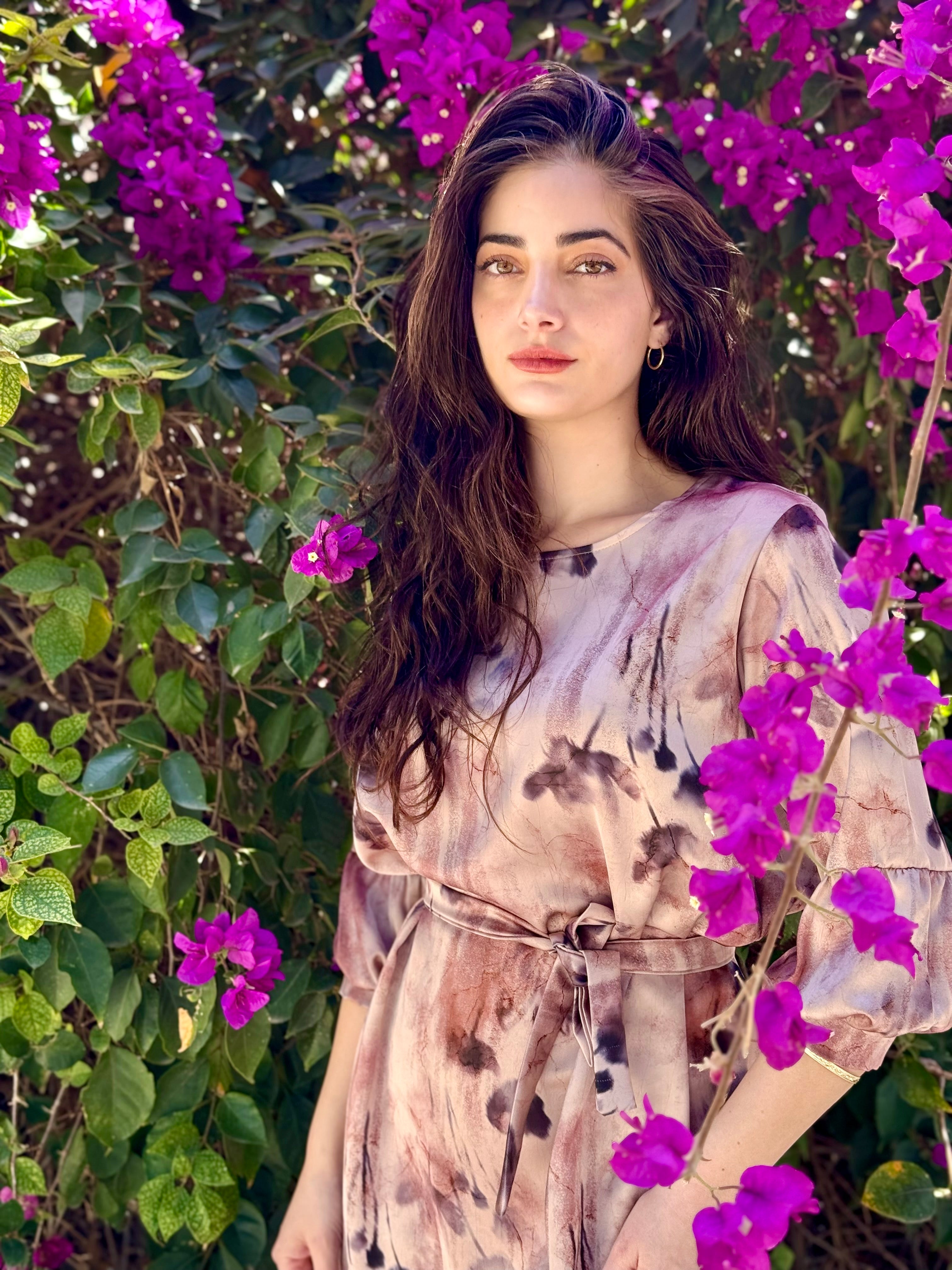 שמלת מיכאלה ורוד פרחוני (7819559207088)