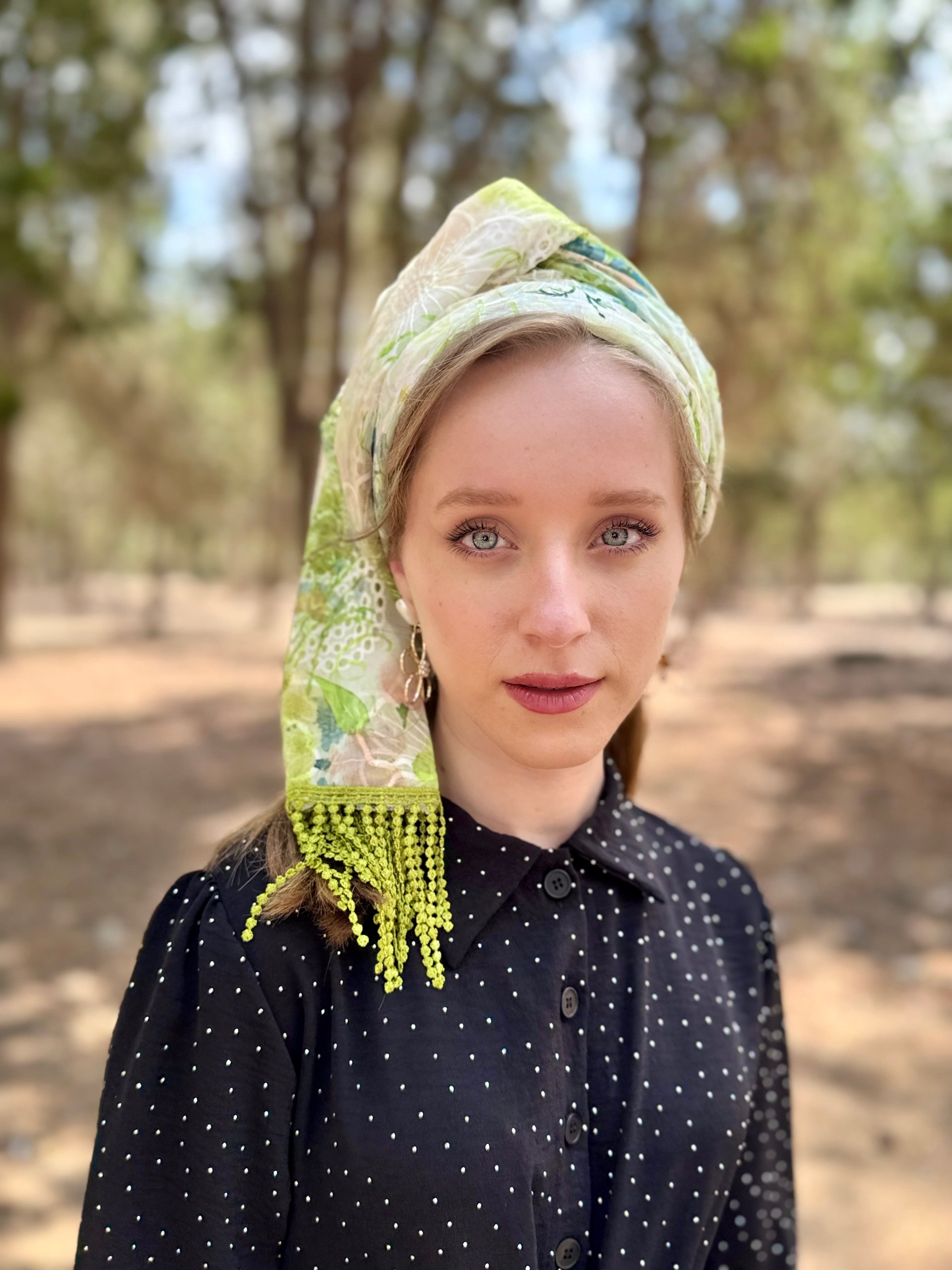 מטפחת פרינט פרחוני-ירוק לונג (7937018462384)