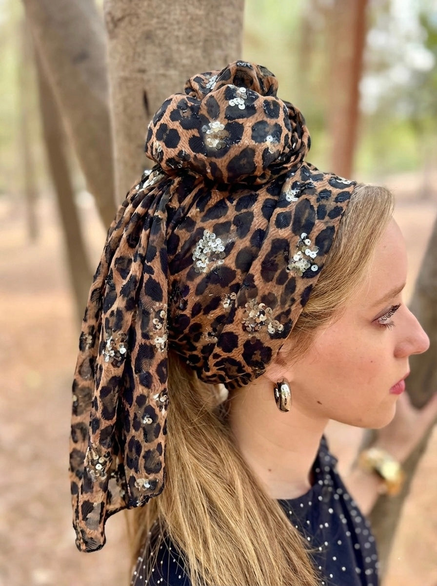 מטפחת צ׳ארם מנומרת לונג