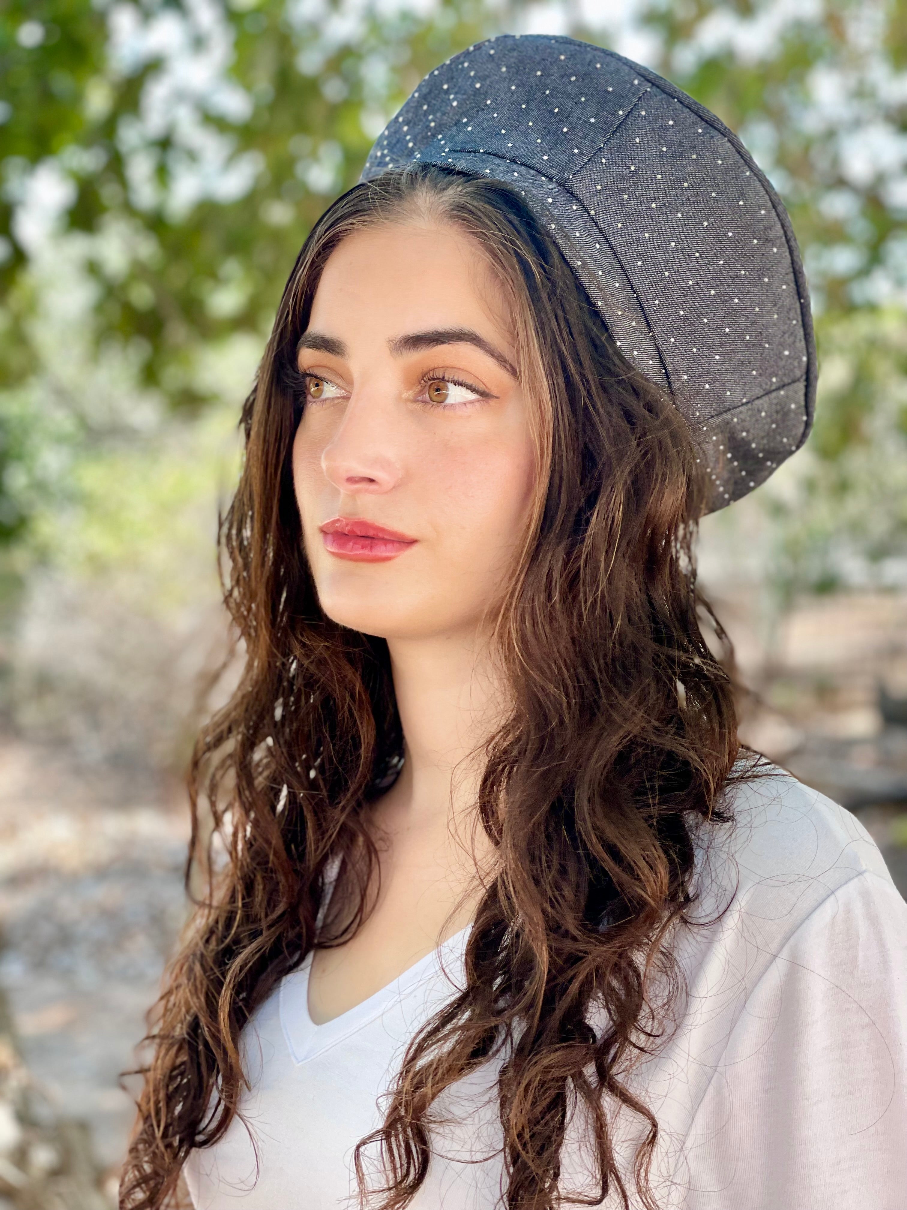 כובע שיק ג׳ינס קריסטל שחור (7716234625200)