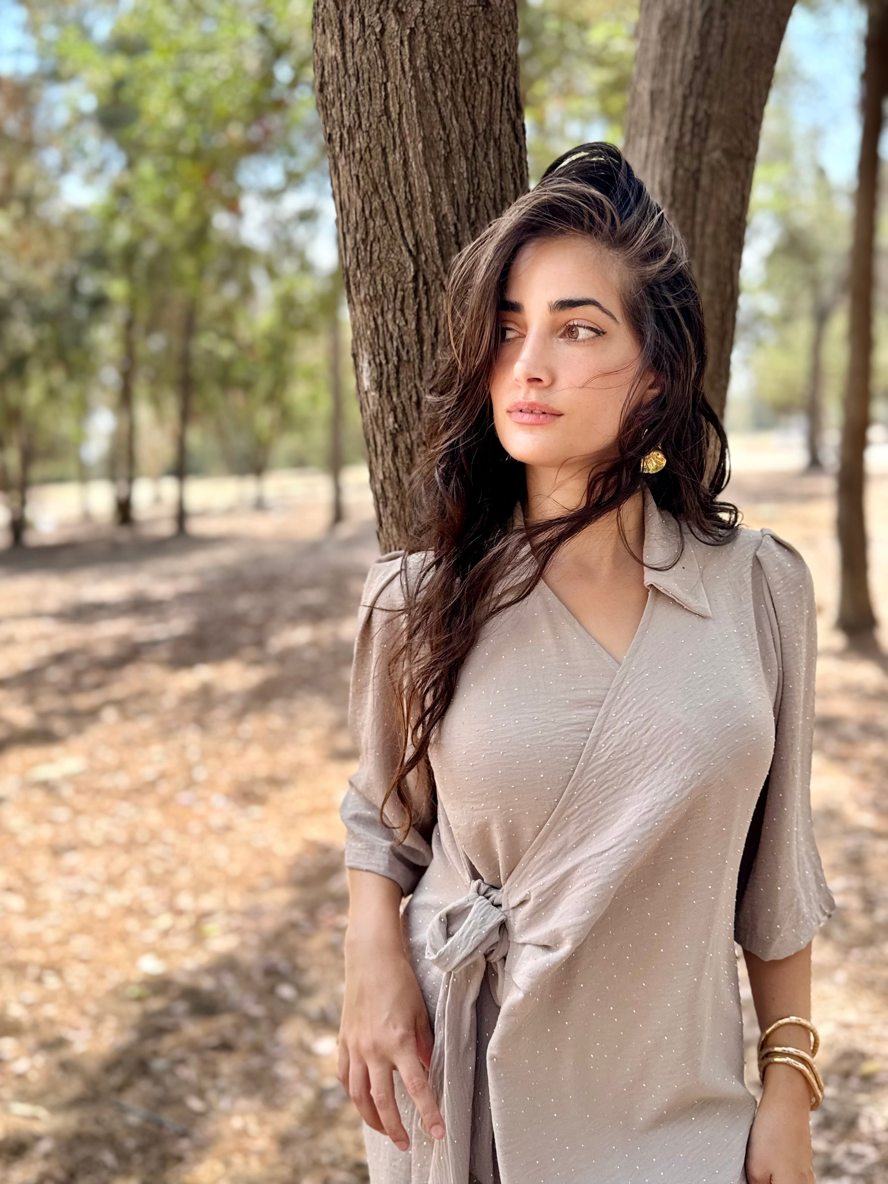 שמלת הלל קרם משובצת אבנים (7939358326960)