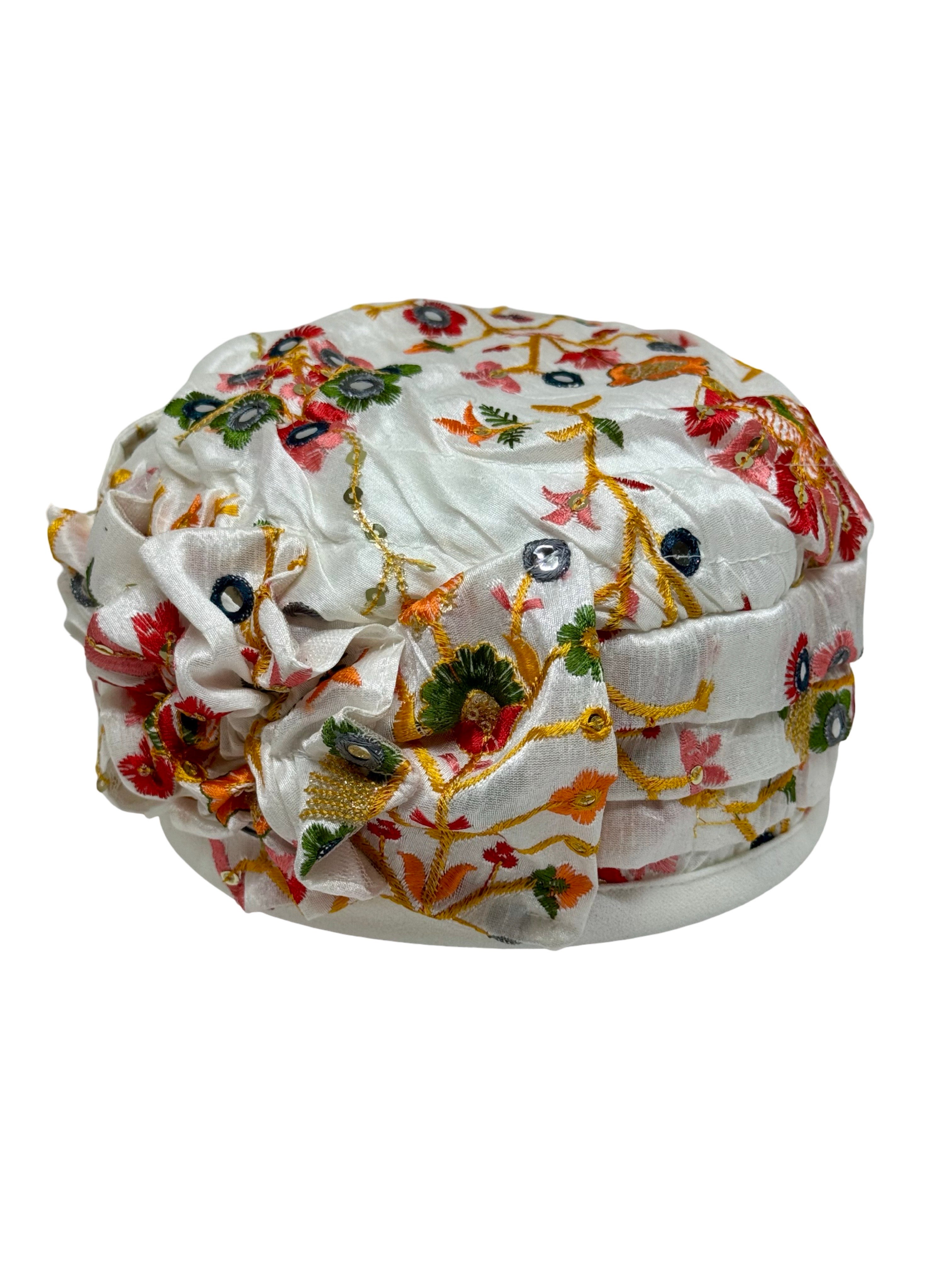 ברט מכווץ רקום לבן כתום (7935958122672)