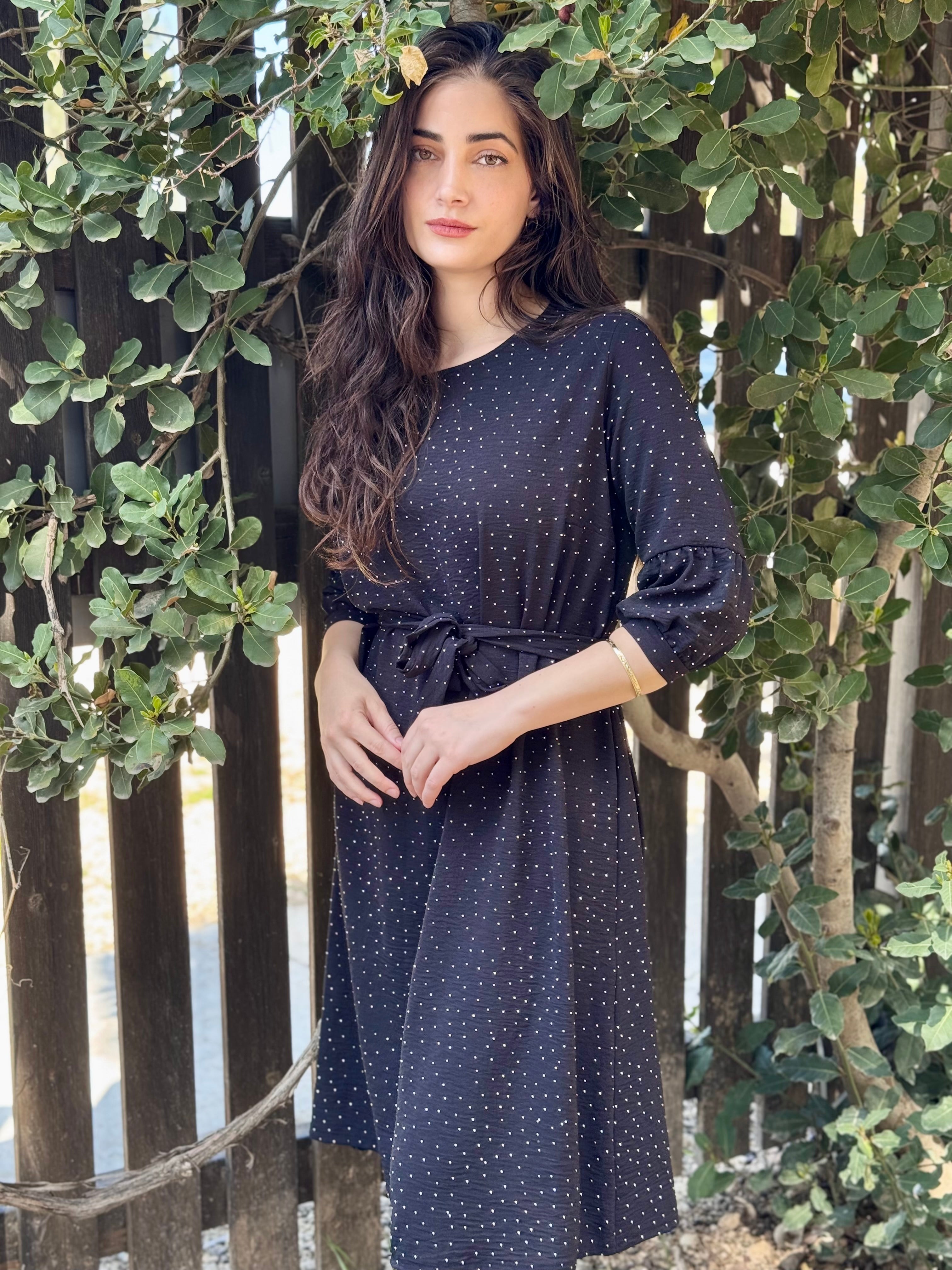 שמלת מיכאלה שחור קריסטל (7819559076016)