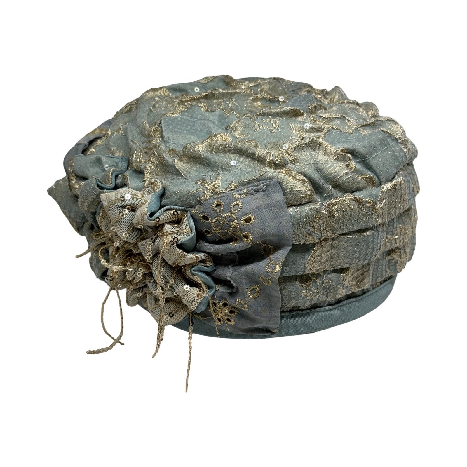 ברט מכווץ פייטים תכלת זהב