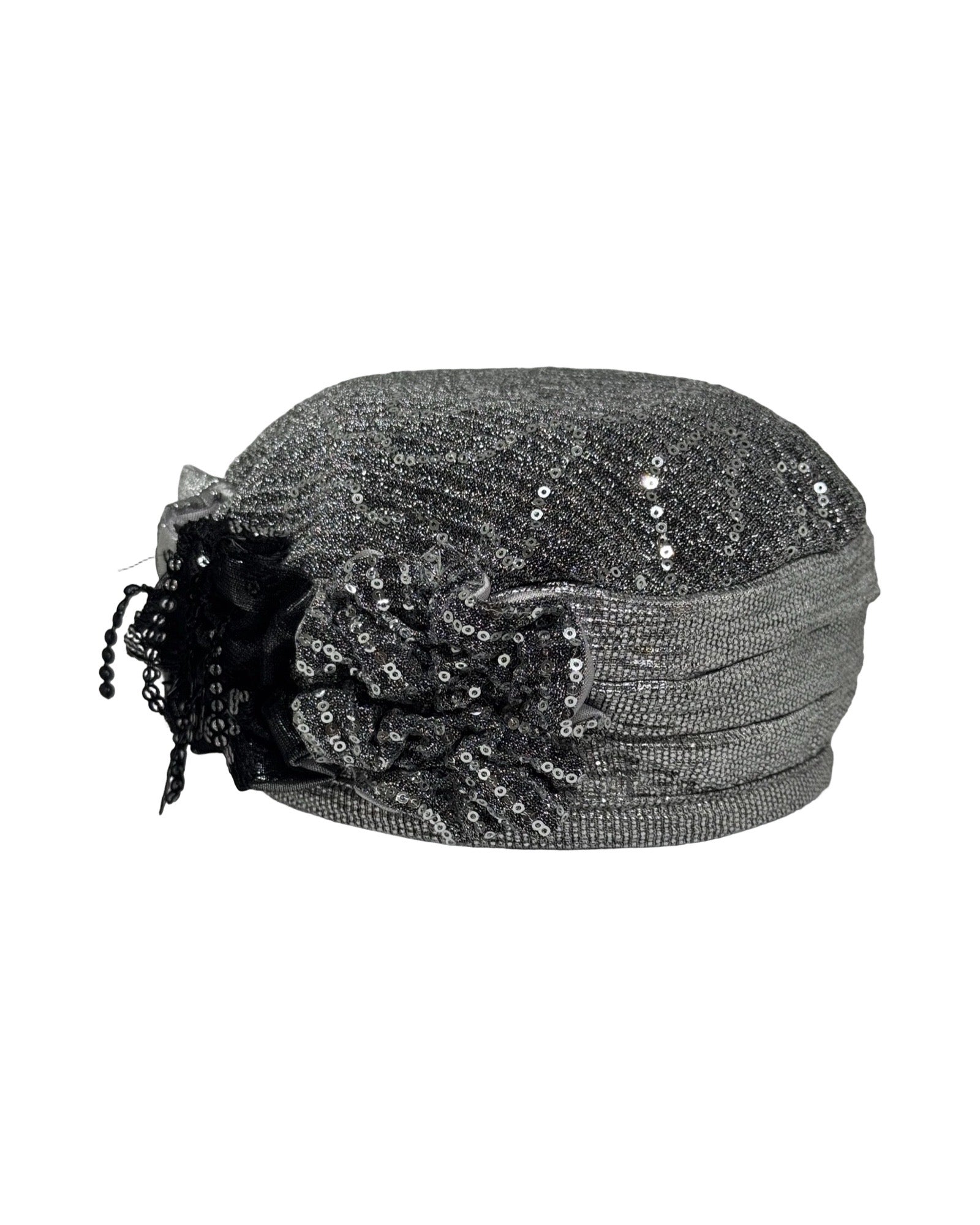 ברט קלאסי עלי כותרת אלגנט פייטים כסף שחור (7953784471728)