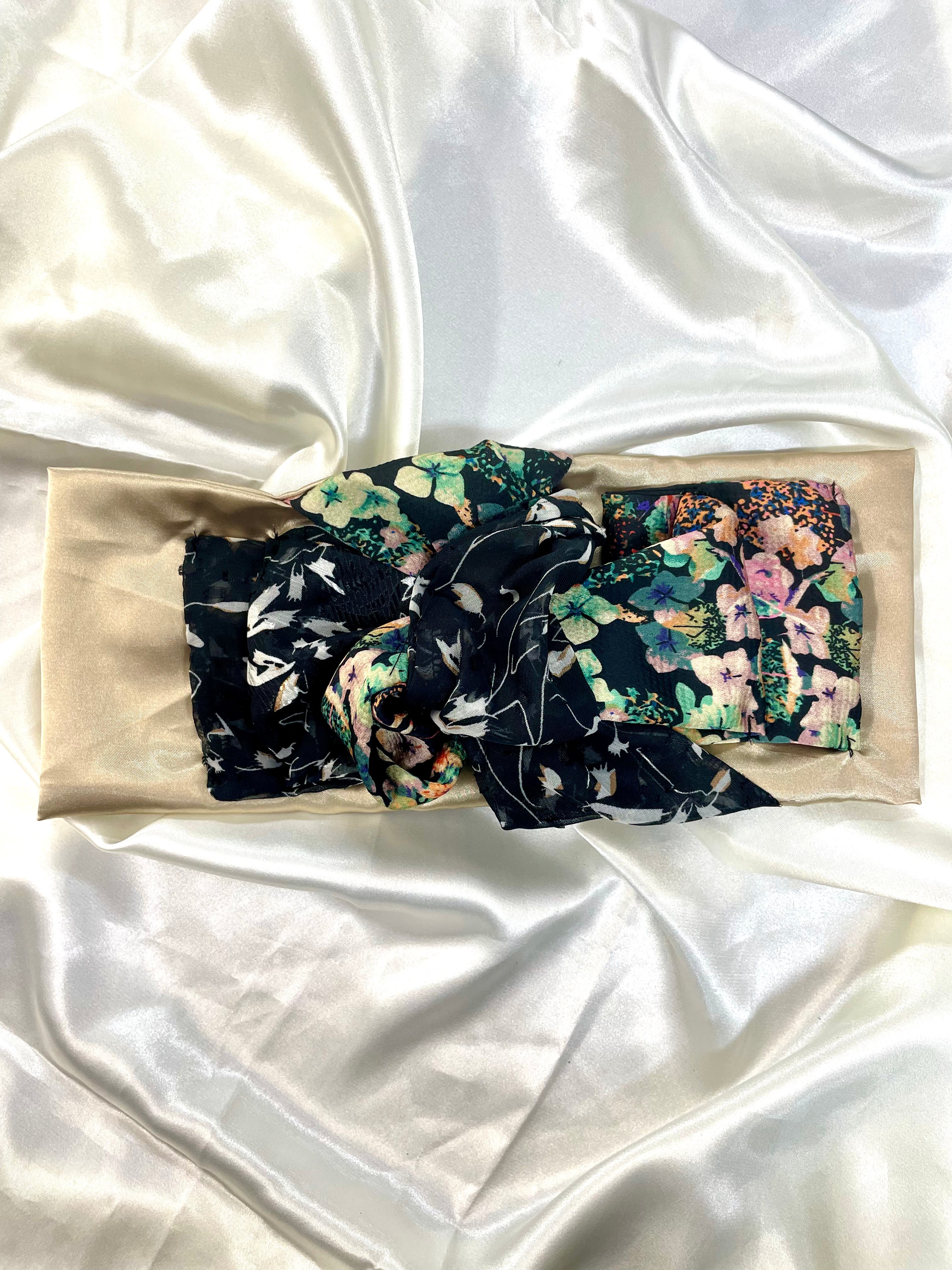 סרט סקוץ' קשור משולב אלגנט שמפניה פרחוני I4 (7748946526384)