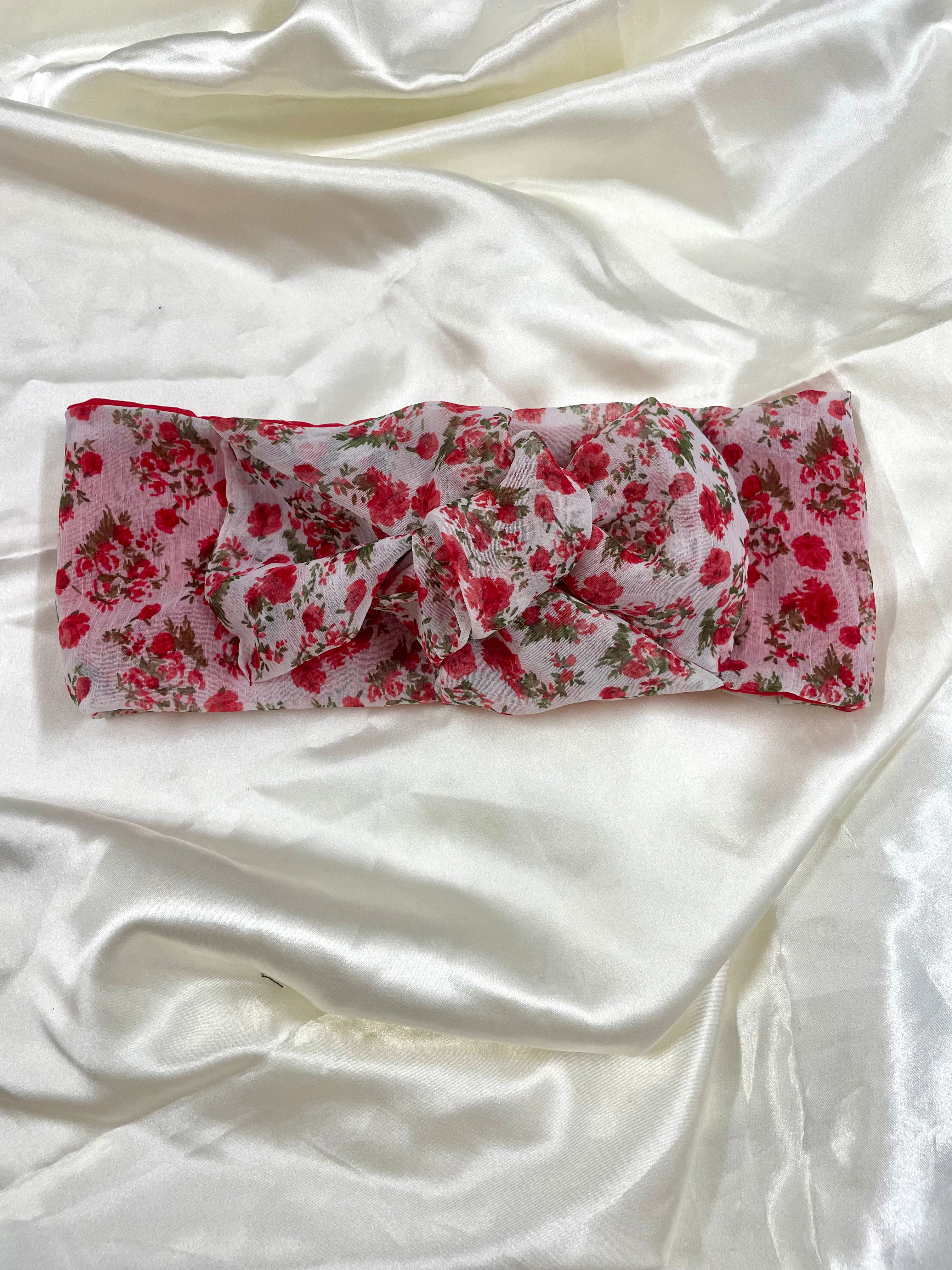 סרט סקוץ' קשור שיפון פרחוני אדום F23 (7906723135664)