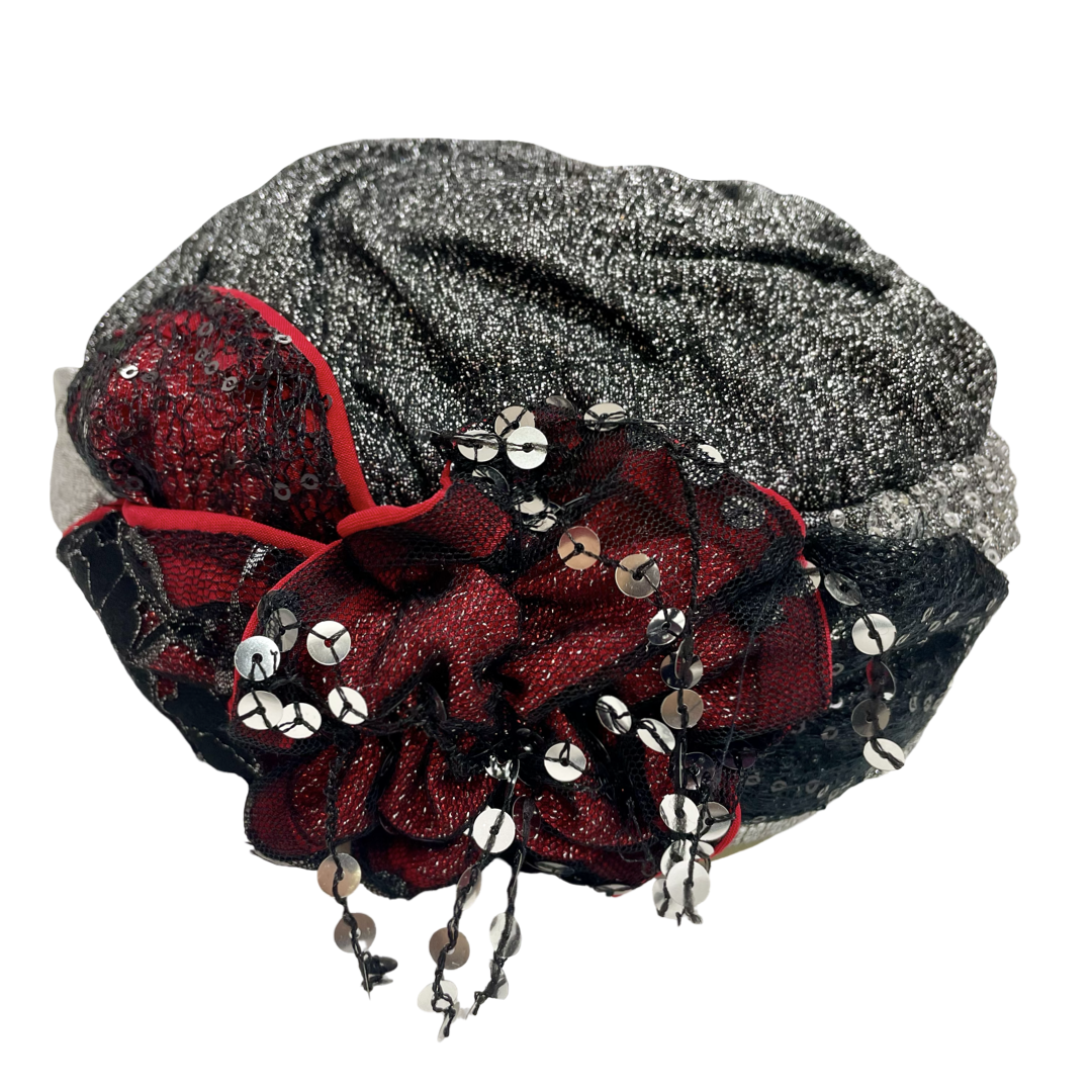 ברט מכווץ פייטים כסף אדום (7903263948976)