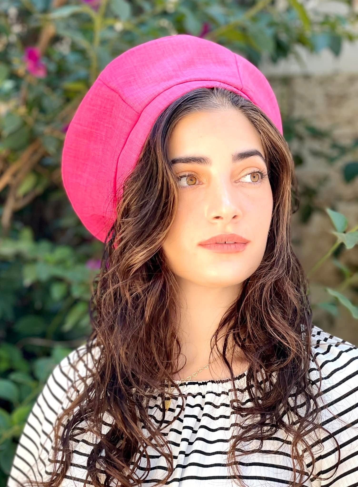 כובע שיק פשתן פוקסיה