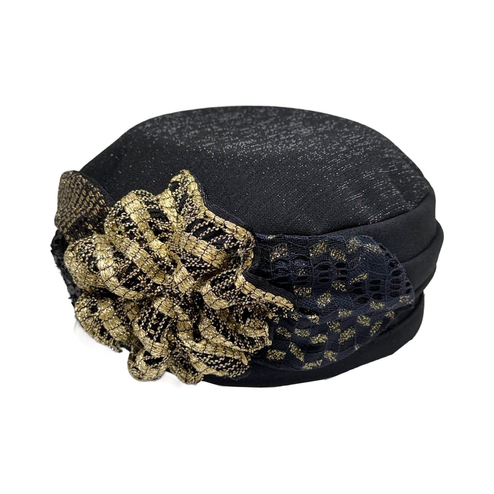 ברט קלאסי פרח רקום זהב מנצנץ