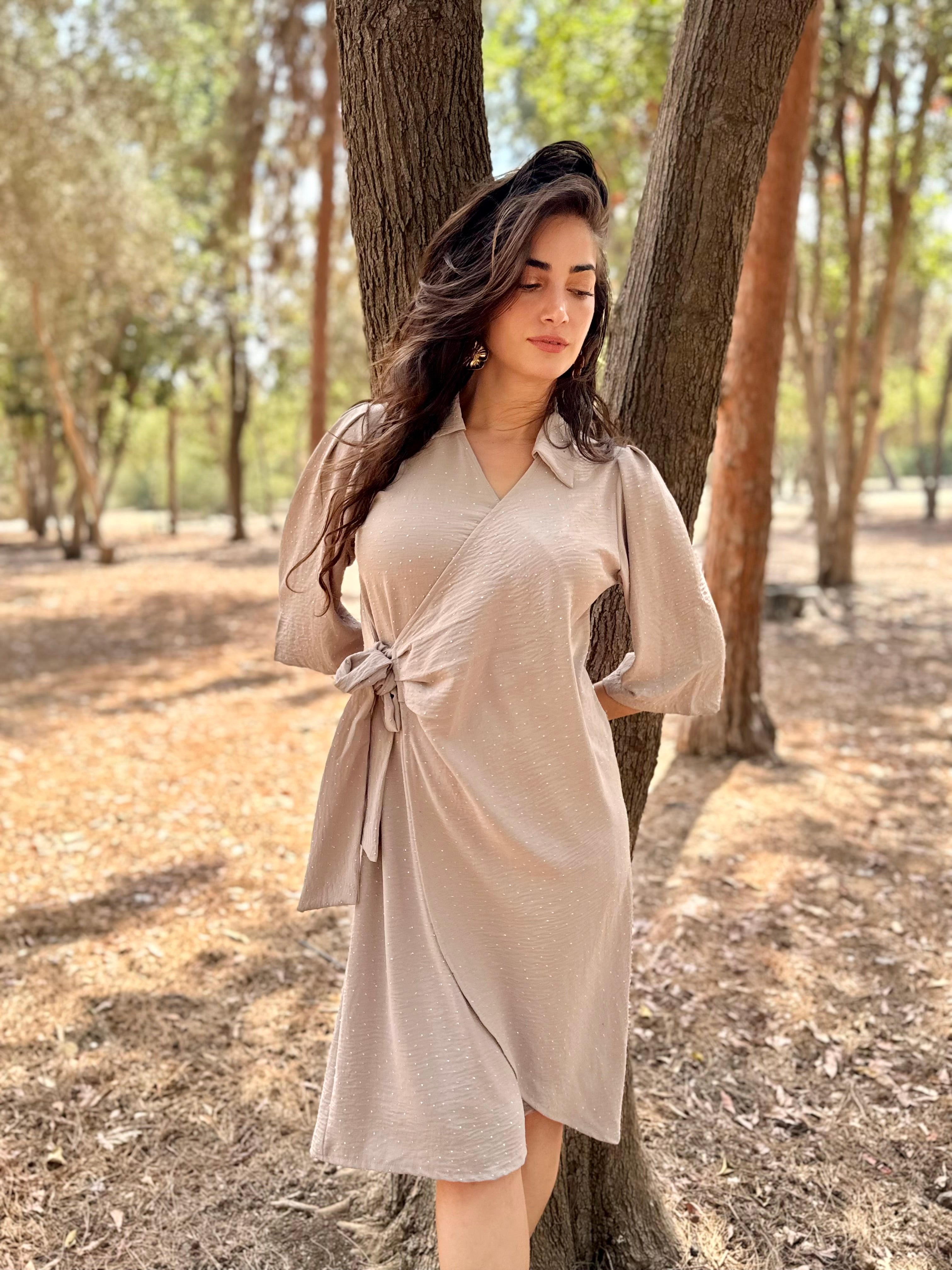 שמלת הלל קרם משובצת אבנים (7939358326960)