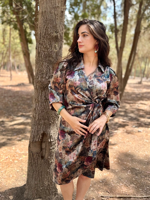 שמלת הלל פרחונית סאטן (7939354067120)