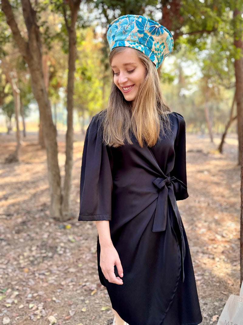 שמלת הלל שחורה סאטן (7939340337328)