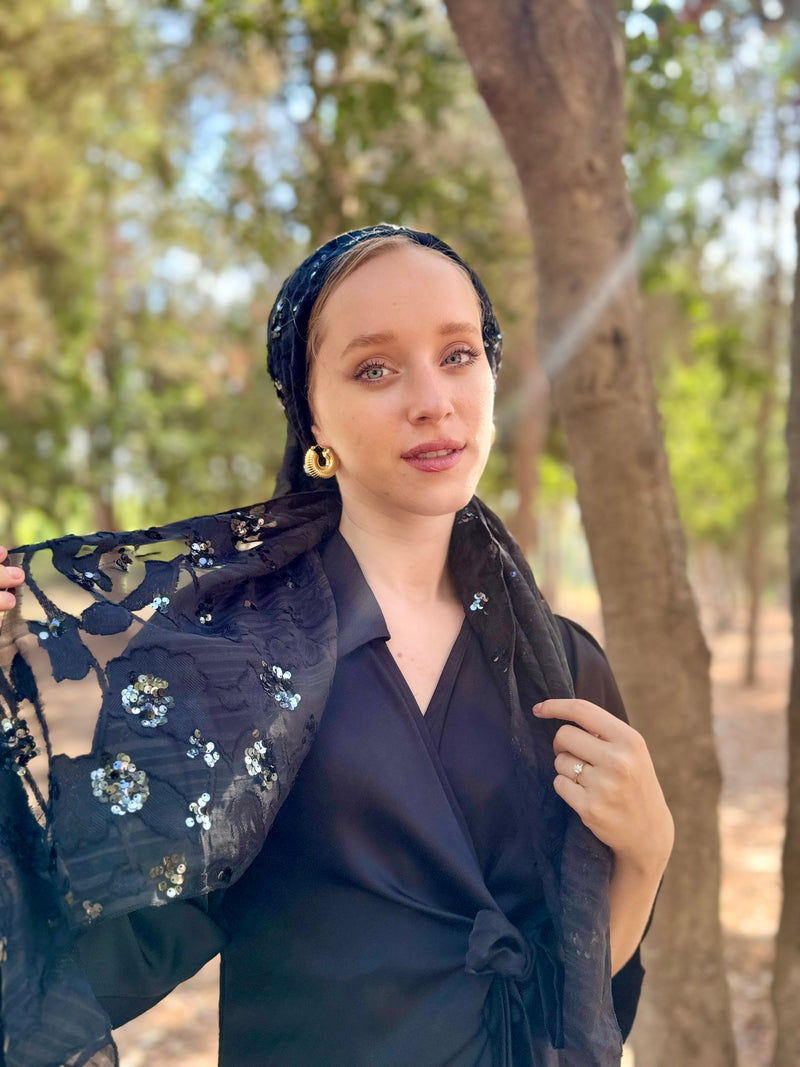 מטפחת ביוטי שחורה משולש (7937001259184)