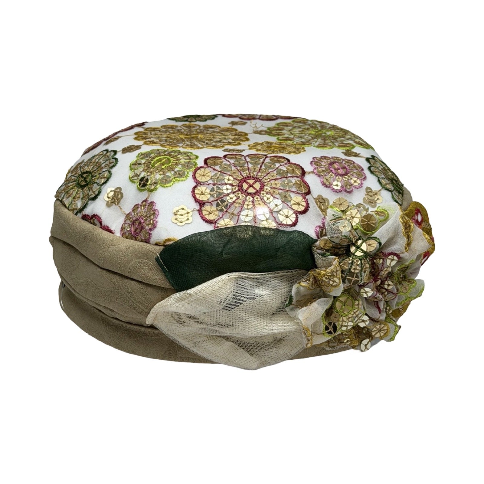 ברט קלאסי פרח רקום זהב