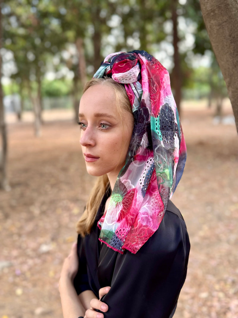 מטפחת פרינט פרחוני לונג (7937009057968)
