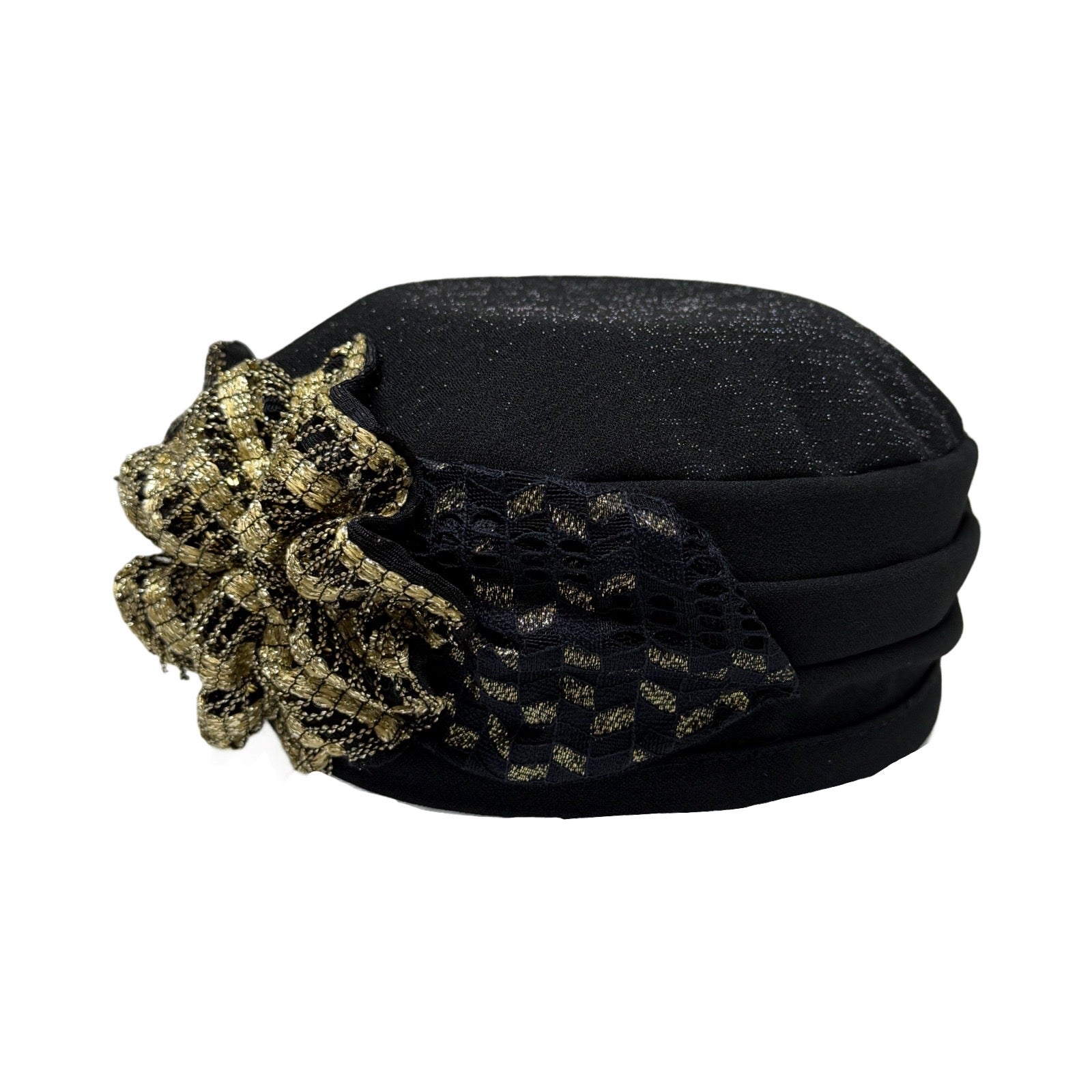 ברט קלאסי פרח רקום זהב מנצנץ