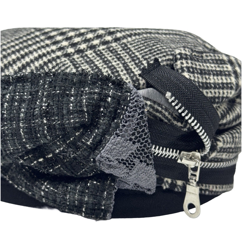 ברט קלאסי רוכסן משובץ אפור