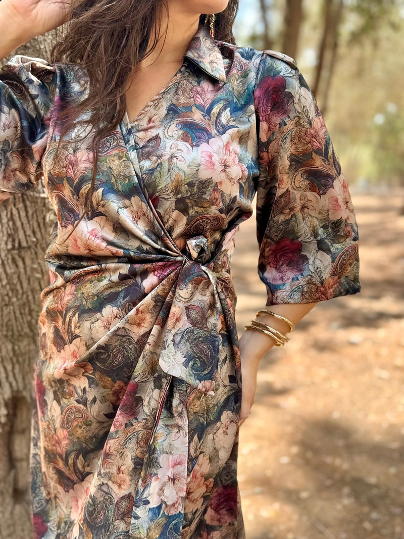 שמלת הלל פרחונית סאטן (7939354067120)