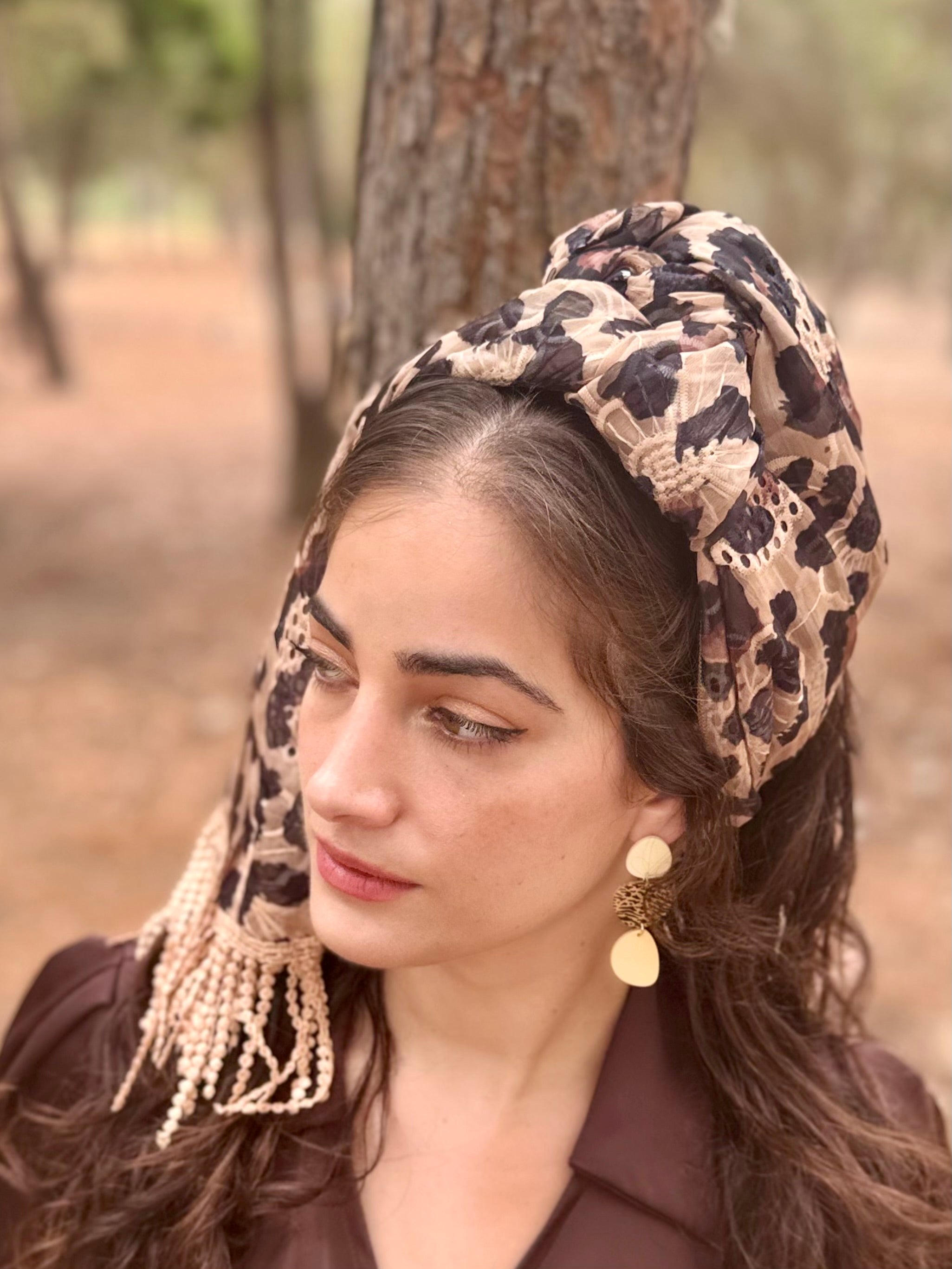 מטפחת פרינט מנומר חום לונג (7937016561840)