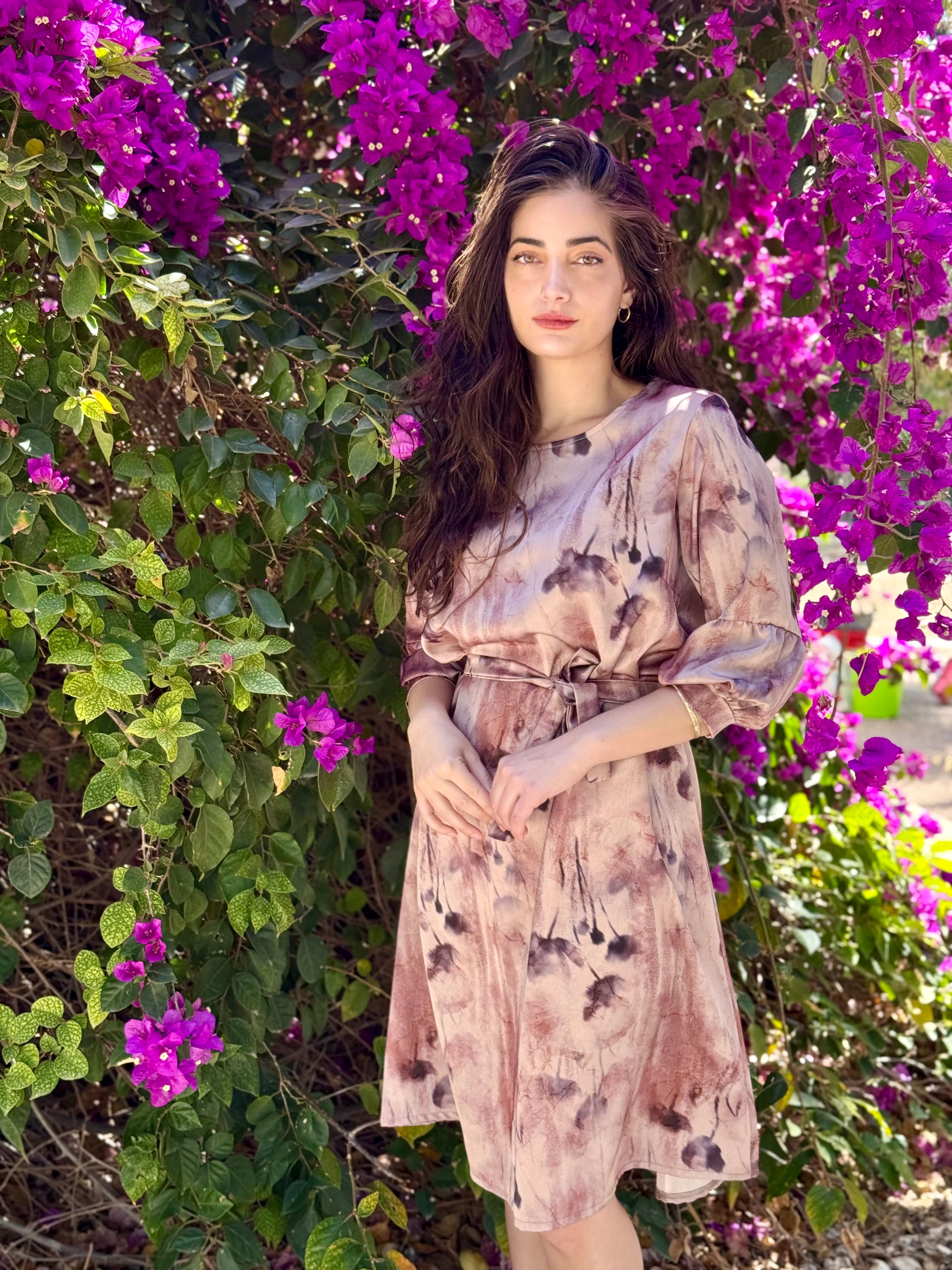 שמלת מיכאלה ורוד פרחוני (7819559207088)