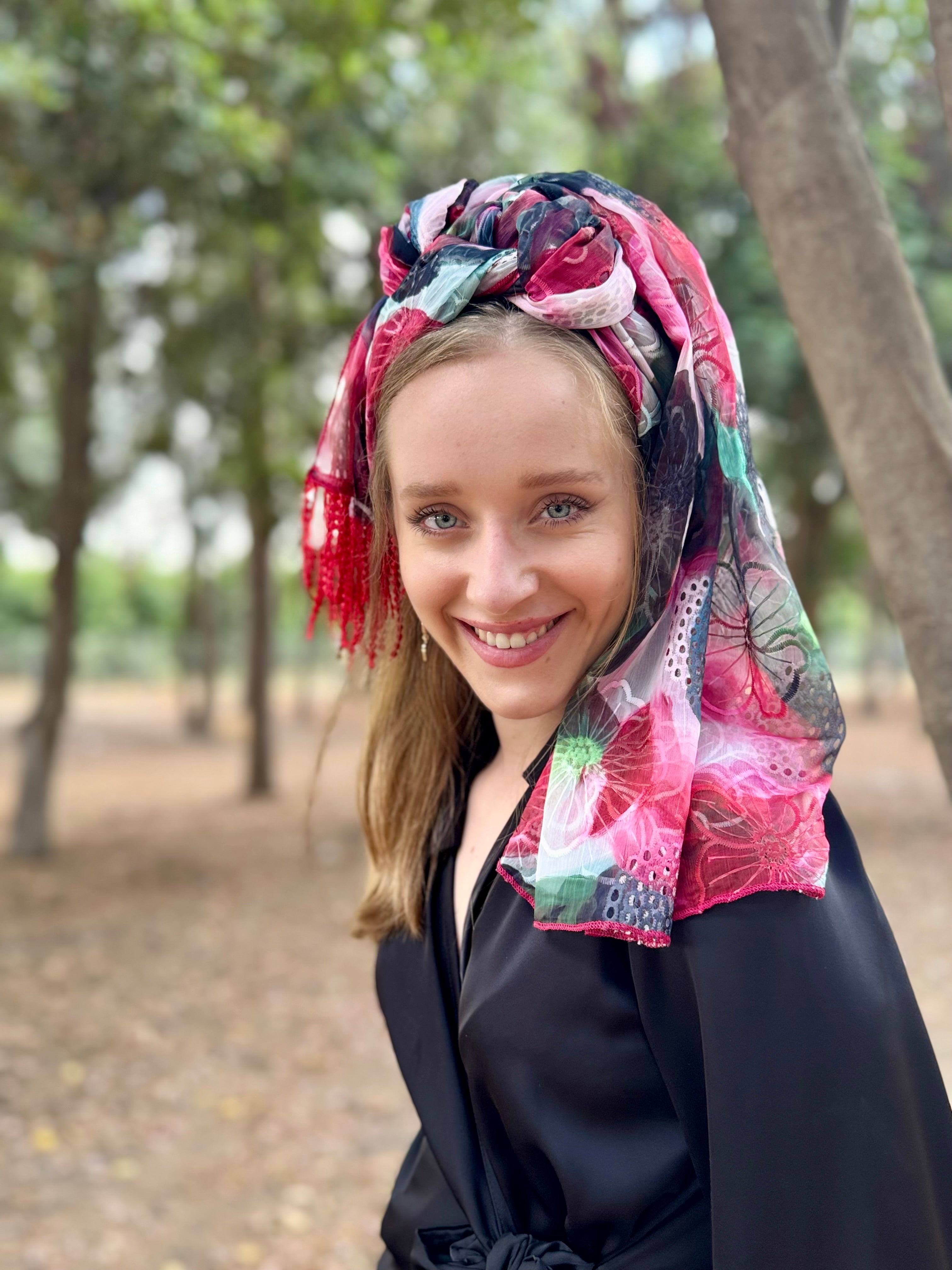 מטפחת פרינט פרחוני לונג (7937009057968)