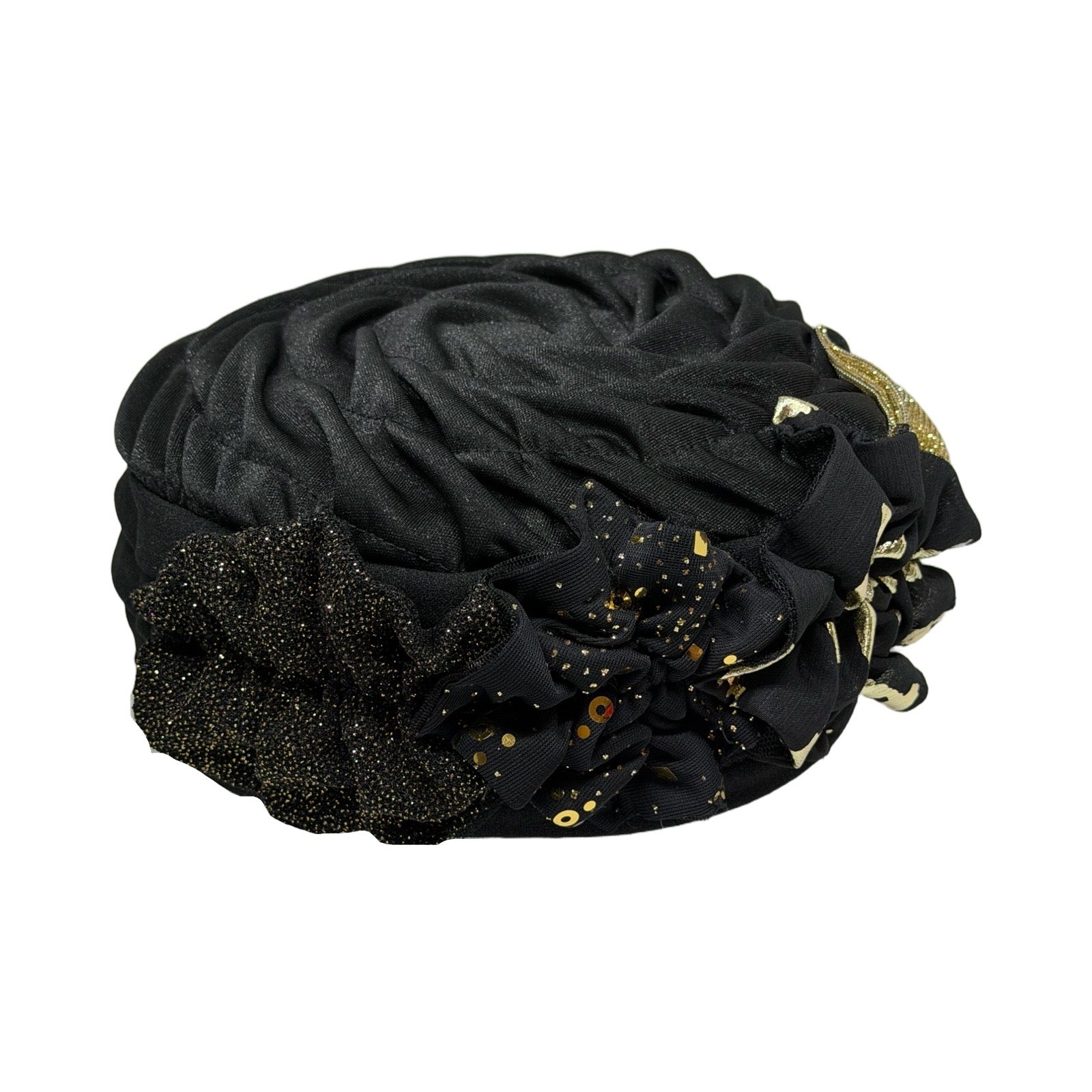 ברט מכווץ עלים שחור זהב