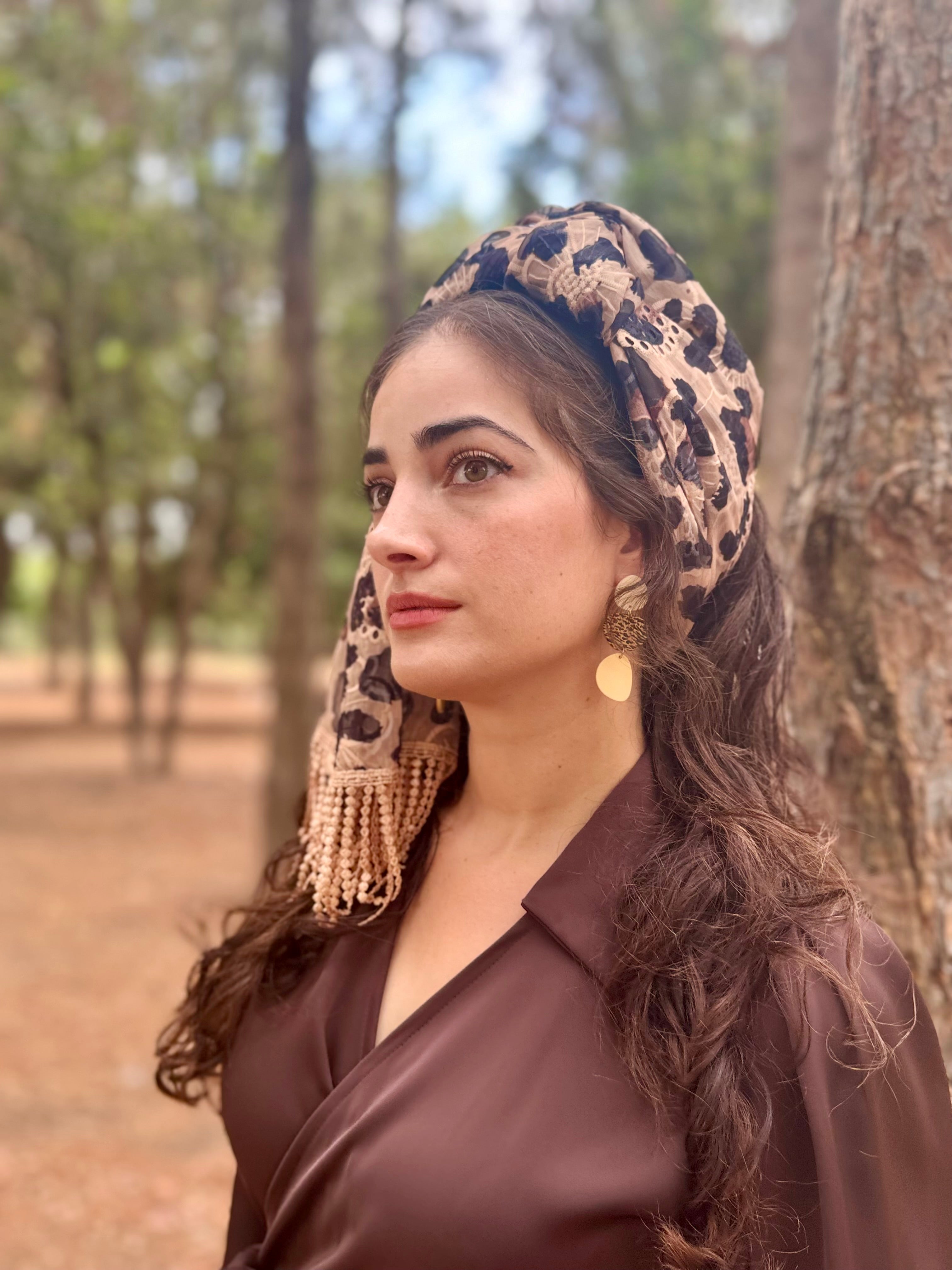 מטפחת פרינט מנומר חום לונג (7937016561840)