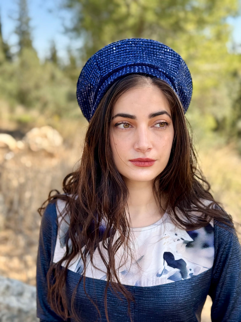 ⁨⁨⁨⁨ כובע שיק קומפורט פייטים כחולים ⁩⁩⁩⁩ (7817779708080)