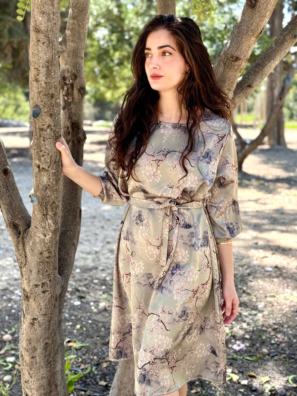 שמלת מיכאלה ירוק פרחוני (7819558682800)