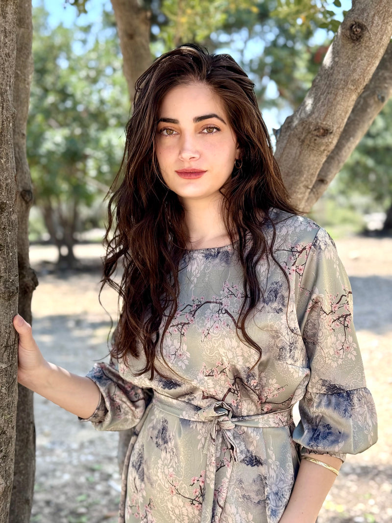 שמלת מיכאלה ירוק פרחוני (7819558682800)