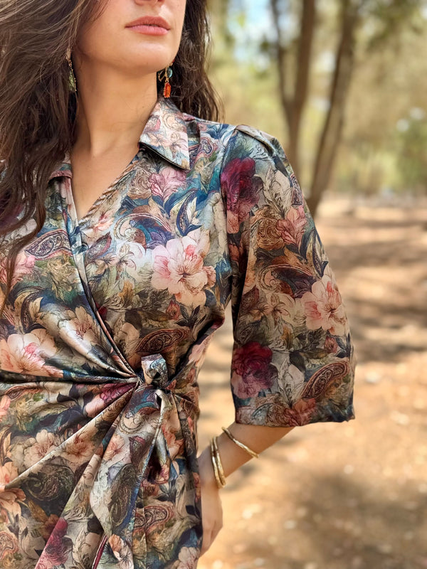 שמלת הלל פרחונית סאטן (7939354067120)