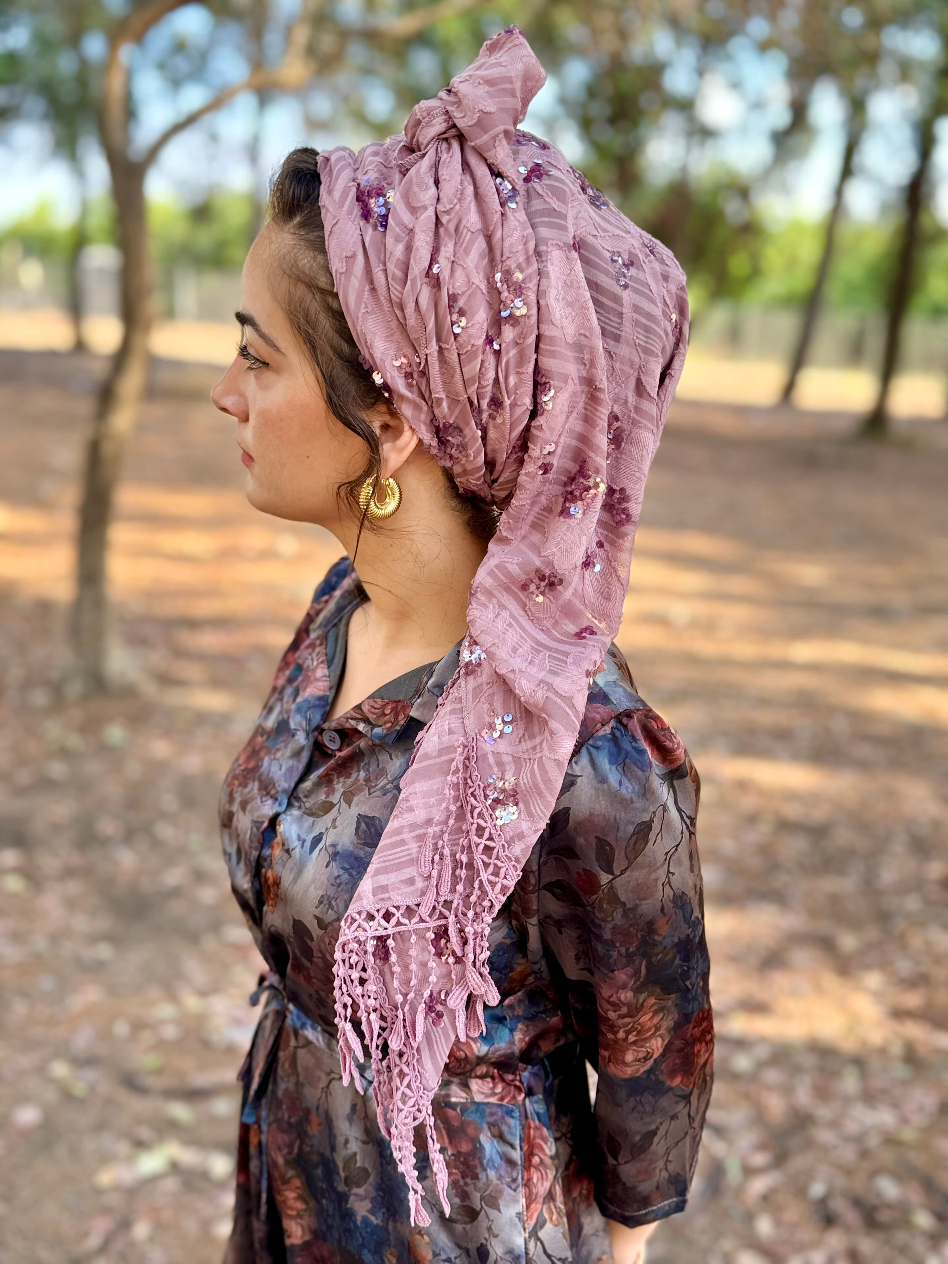 מטפחת ביוטי סגול-עתיק משולש (7937018331312)