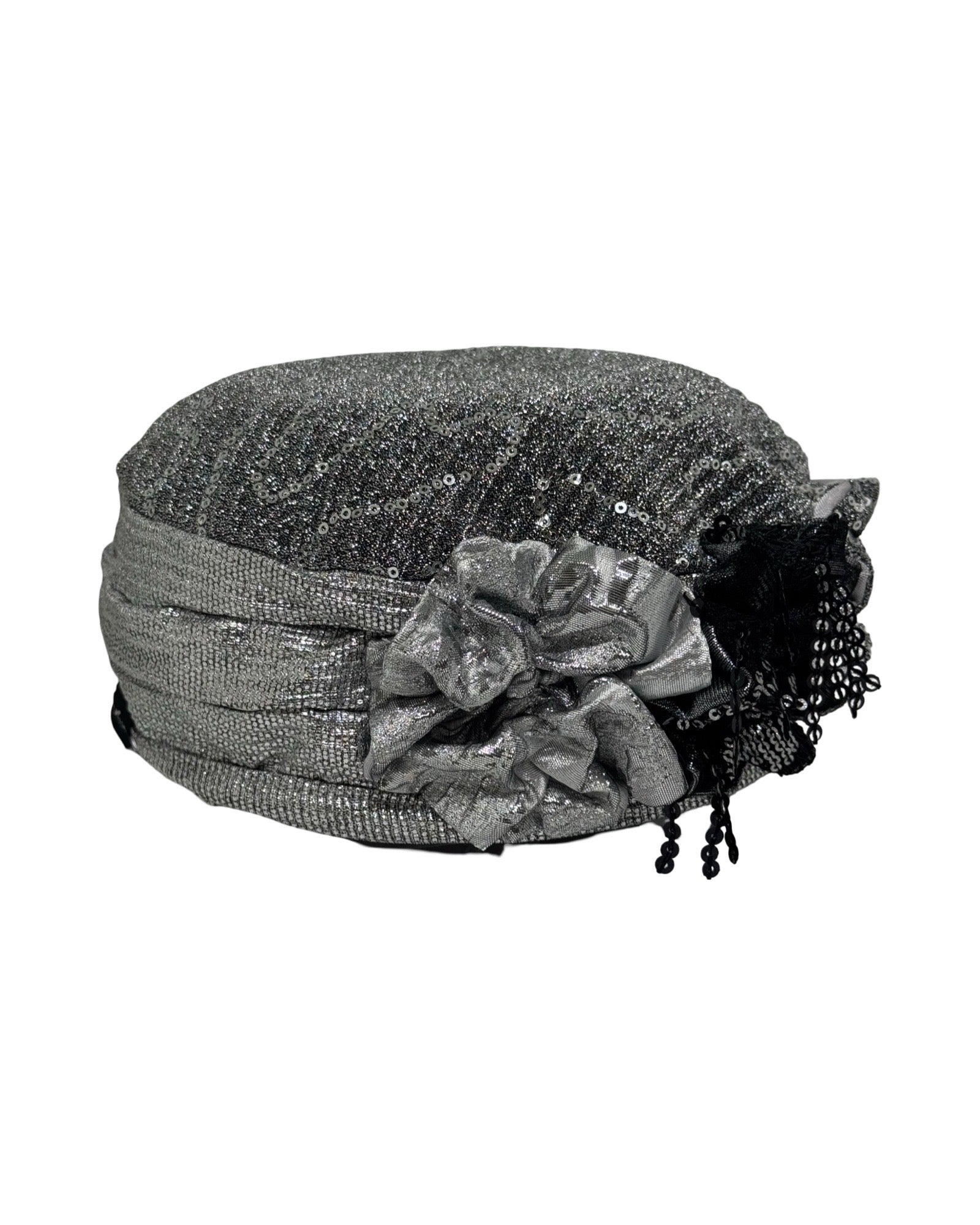 ברט קלאסי עלי כותרת אלגנט פייטים כסף שחור (7953784471728)