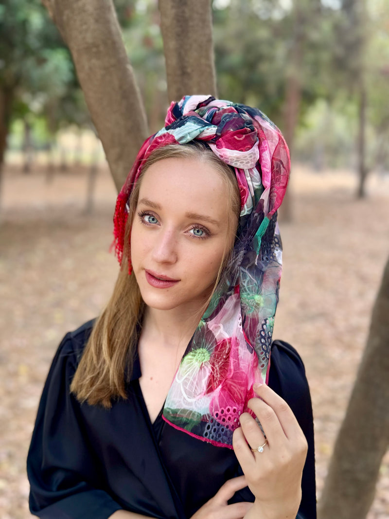 מטפחת פרינט פרחוני לונג (7937009057968)