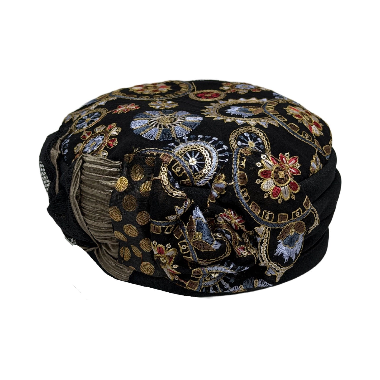 ברט קלאסי מקופלת רקום עיגולים