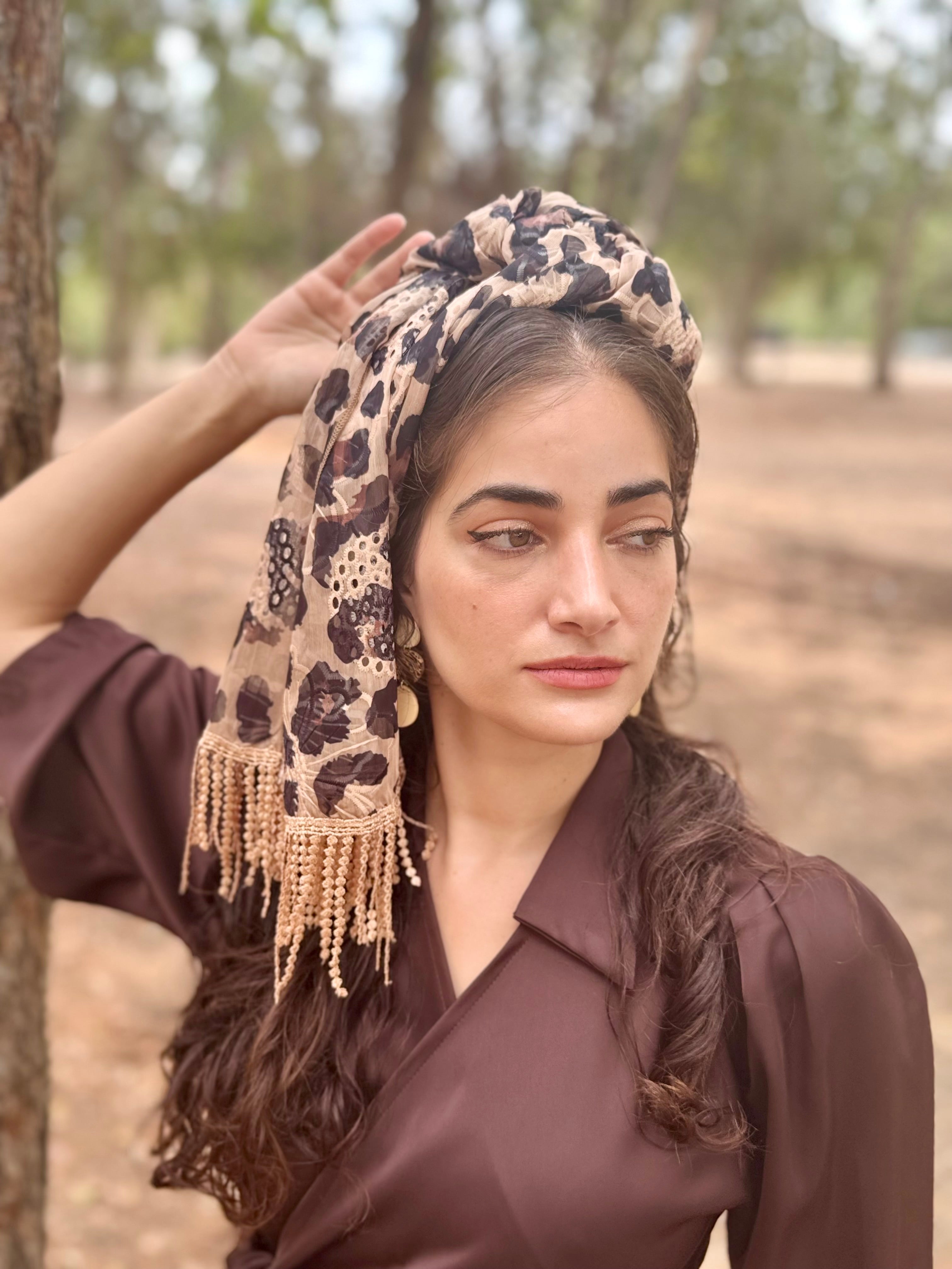 מטפחת פרינט מנומר חום לונג (7937016561840)