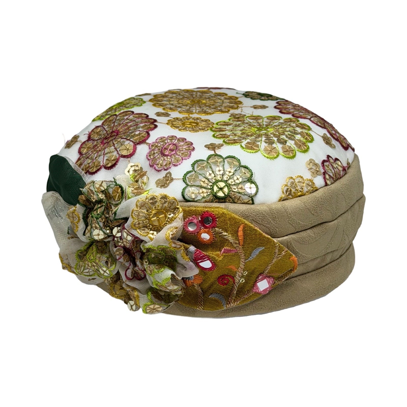 ברט קלאסי פרח רקום זהב