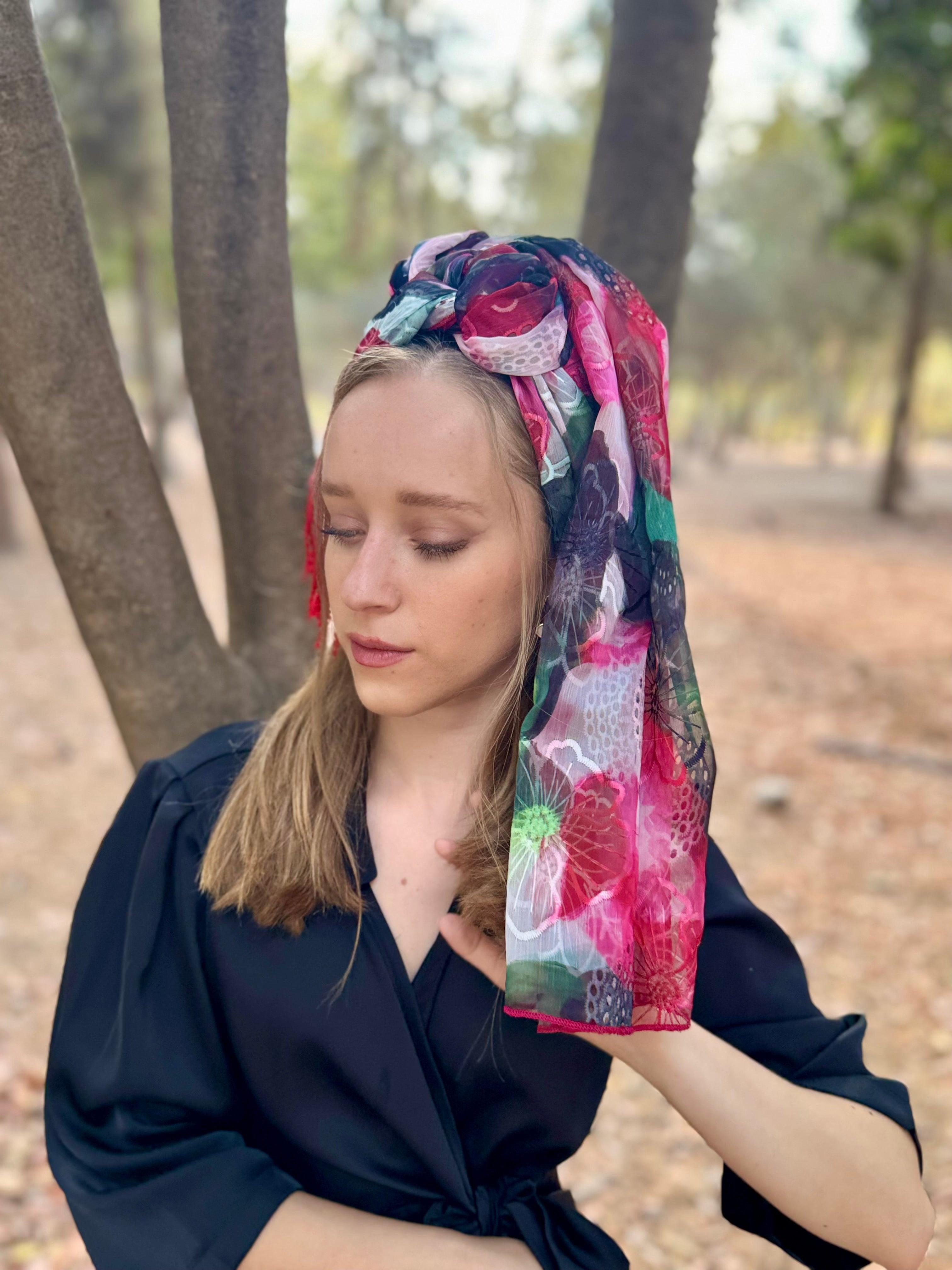 מטפחת פרינט פרחוני לונג (7937009057968)