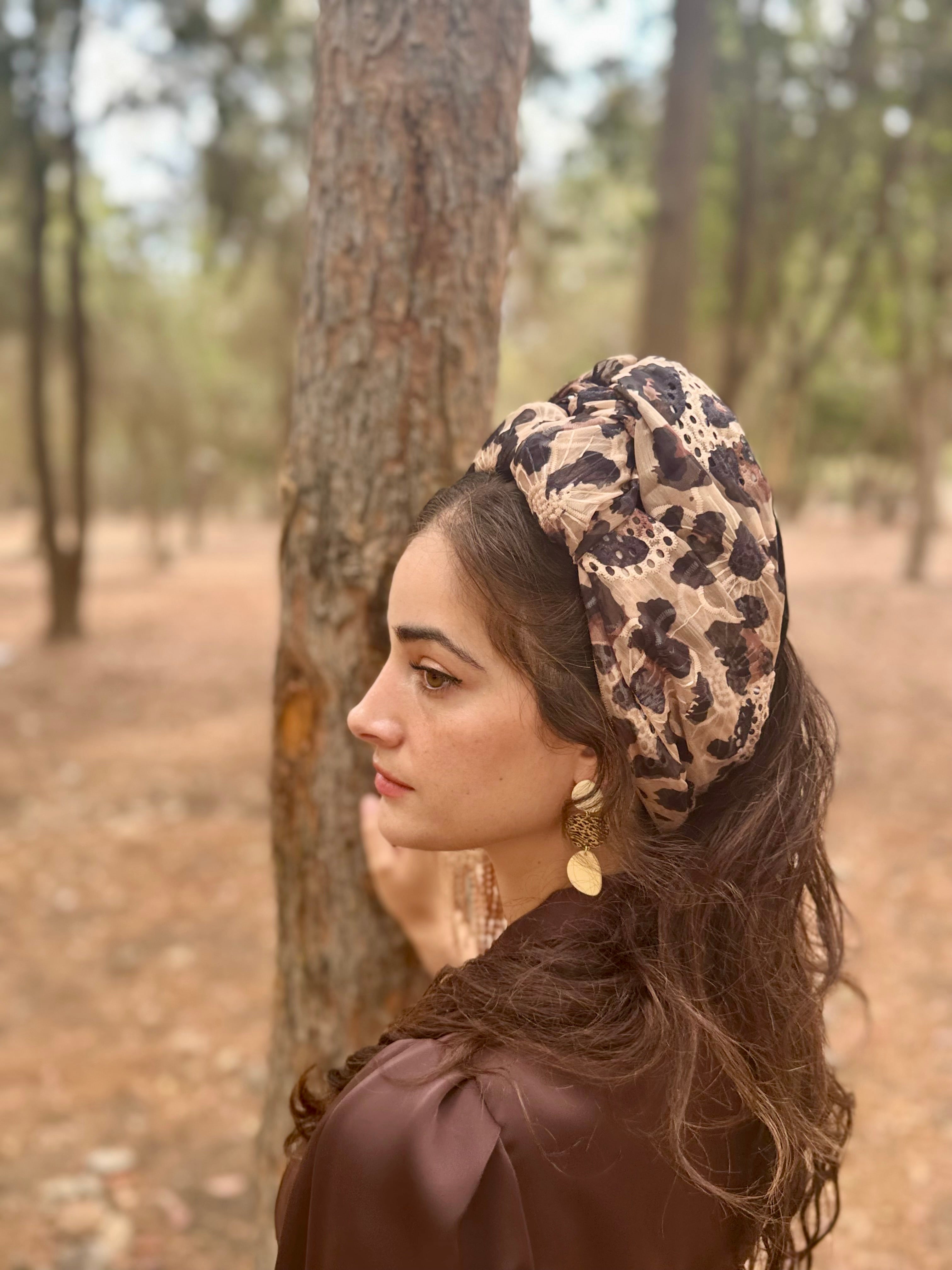 מטפחת פרינט מנומר חום לונג (7937016561840)