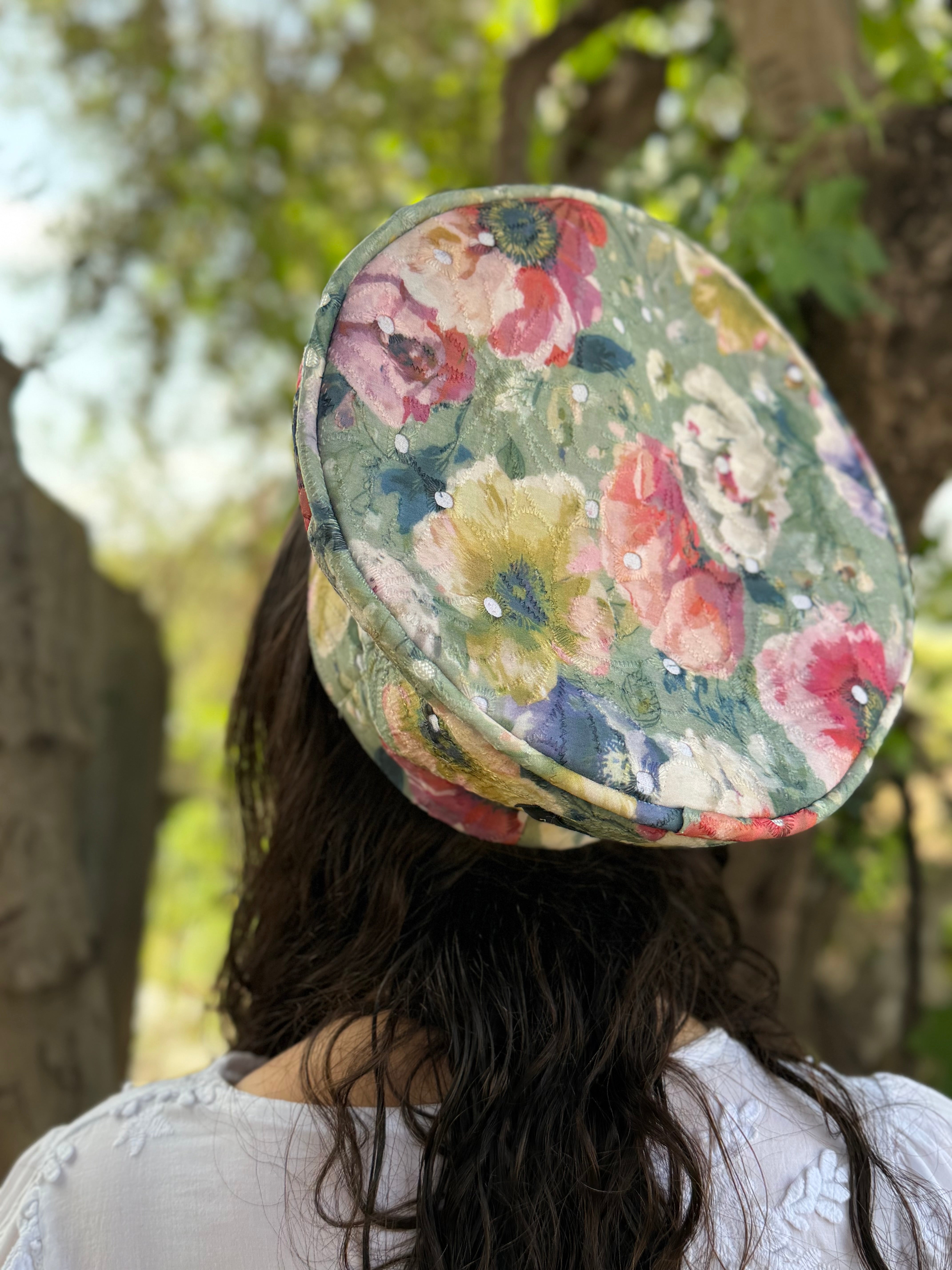 כובע שיק מנטה פרחוני