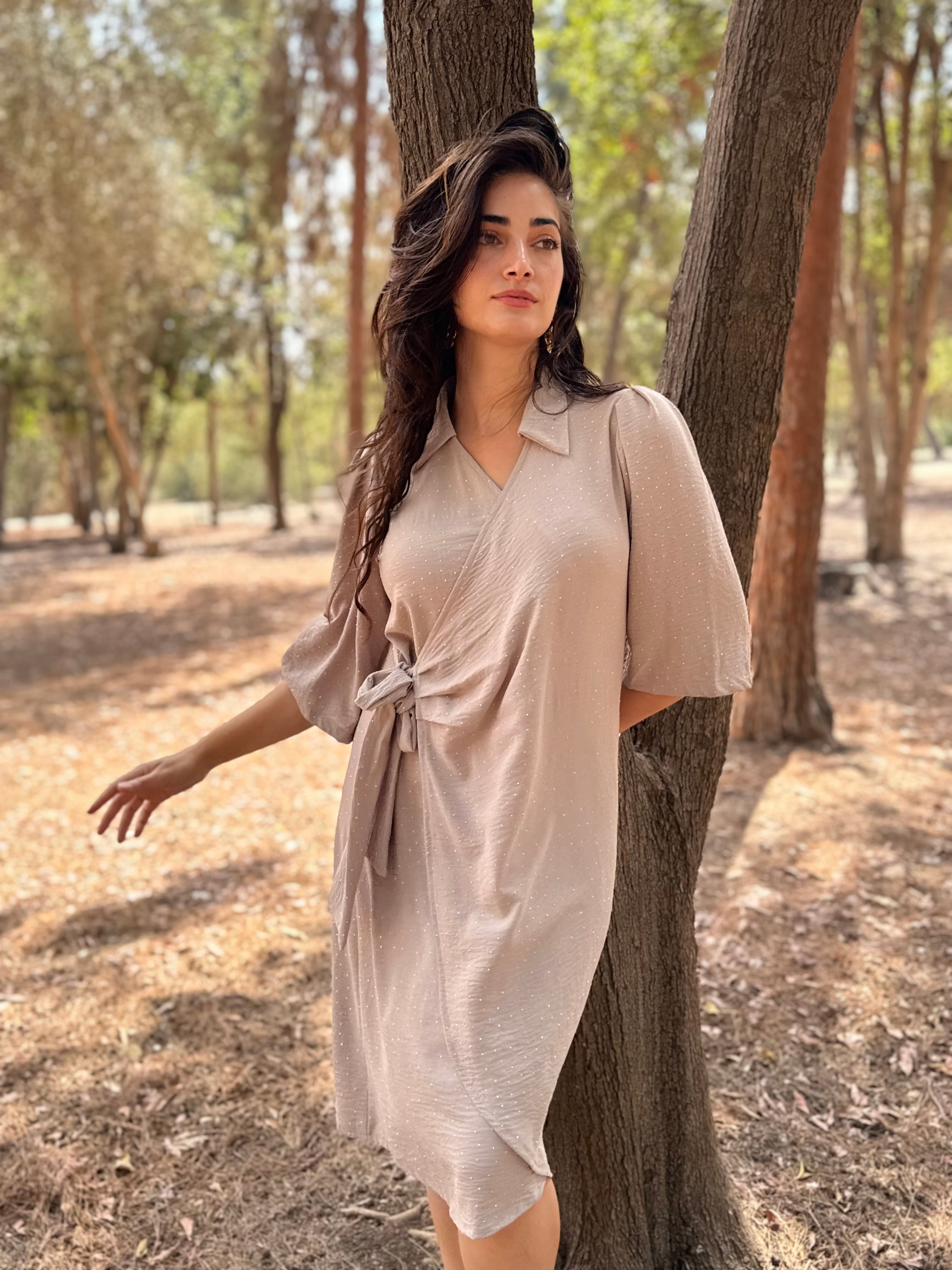 שמלת הלל קרם משובצת אבנים (7939358326960)