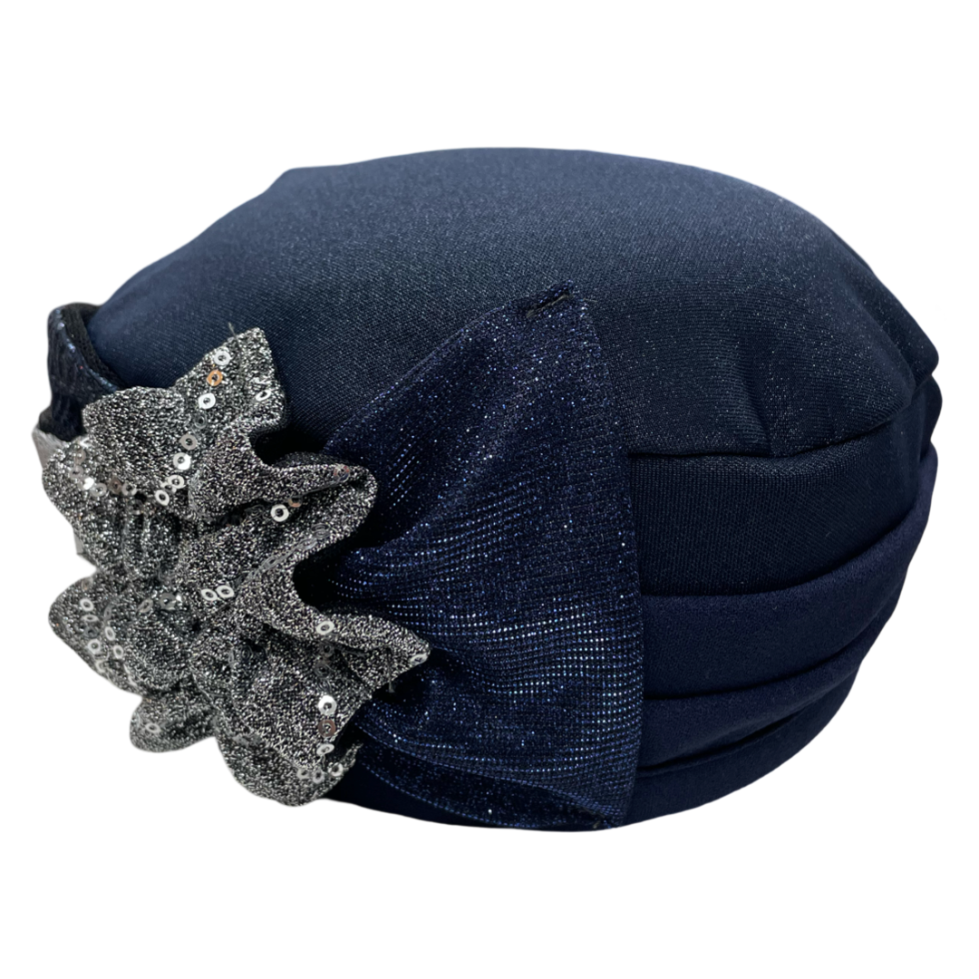 ⁨⁨ברט קלאסי פרח כחול כסף (7817942040752)