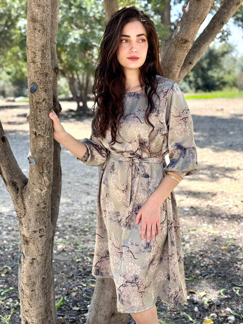 שמלת מיכאלה ירוק פרחוני (7819558682800)