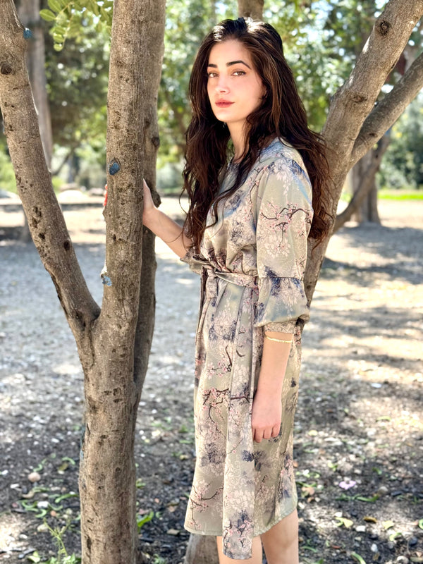שמלת מיכאלה ירוק פרחוני (7819558682800)