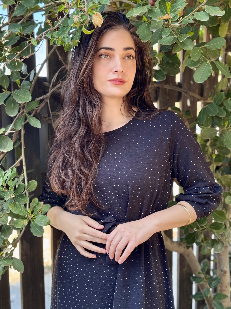 שמלת מיכאלה שחור קריסטל (7819559076016)