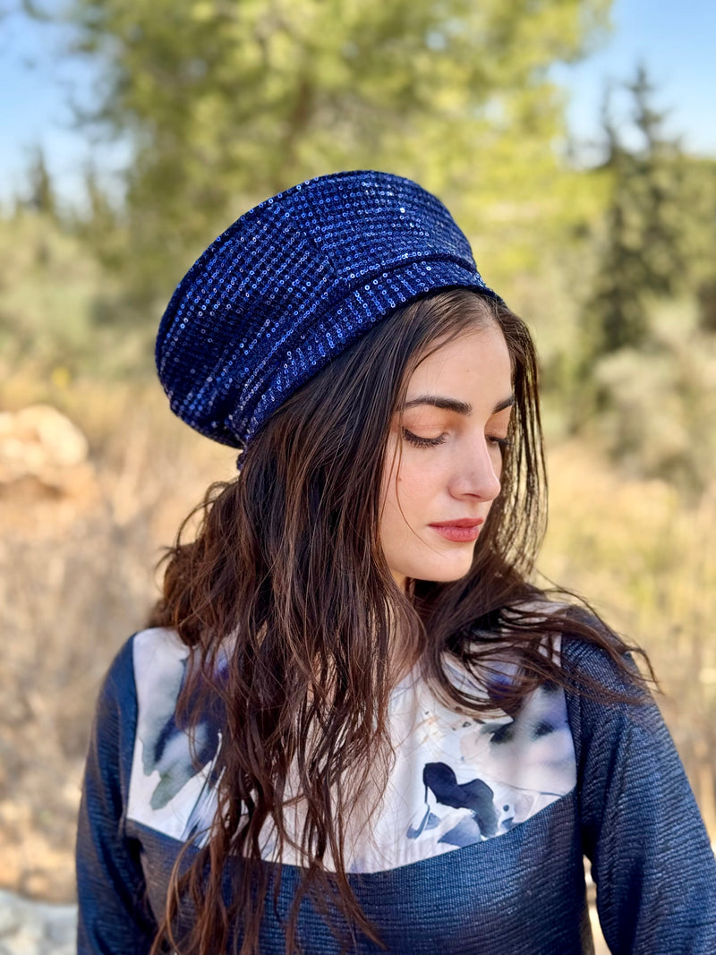 ⁨⁨⁨⁨ כובע שיק קומפורט פייטים כחולים ⁩⁩⁩⁩ (7817779708080)
