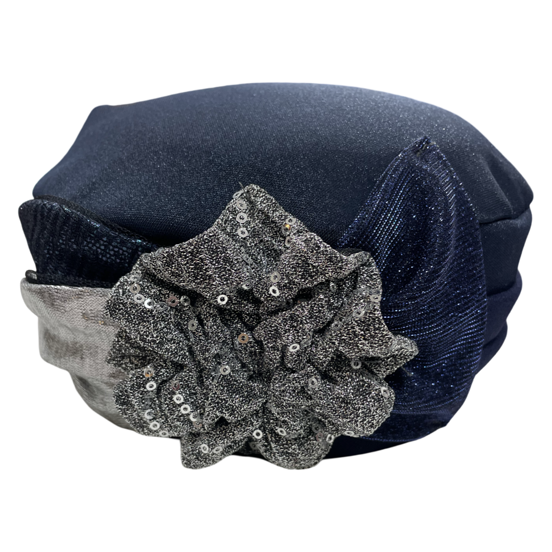 ⁨⁨ברט קלאסי פרח כחול כסף (7817942040752)