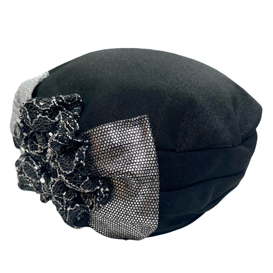 ⁨⁨ברט קלאסי עלי כותרת שחור כסף (7903259558064)